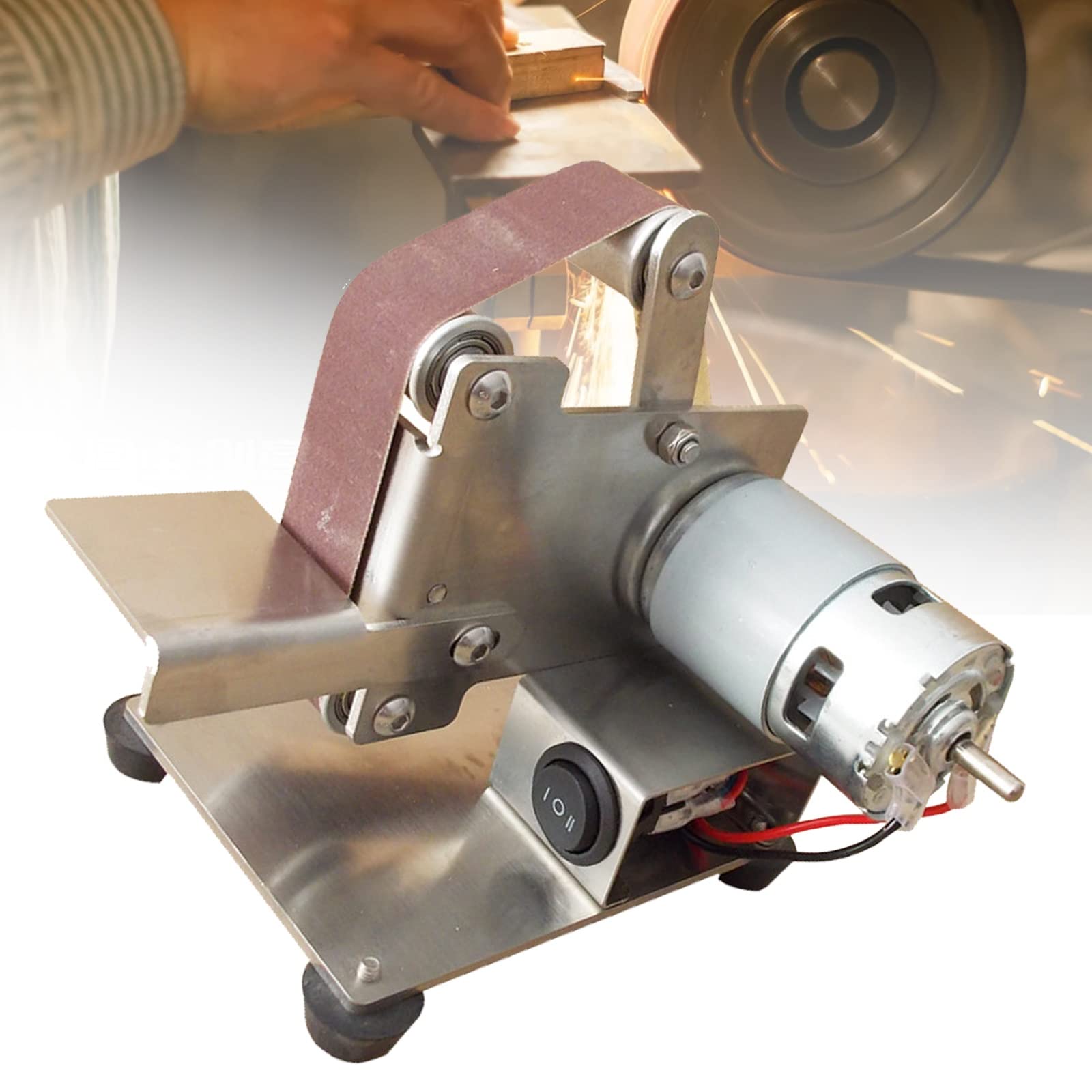 Mini Belt Sander | Electric Belt Sander Grinder for Woodworking & Metal Work | Small Object Polishing Tool | Perfect for DIY Projects, Jewelry Making & Home Repairs