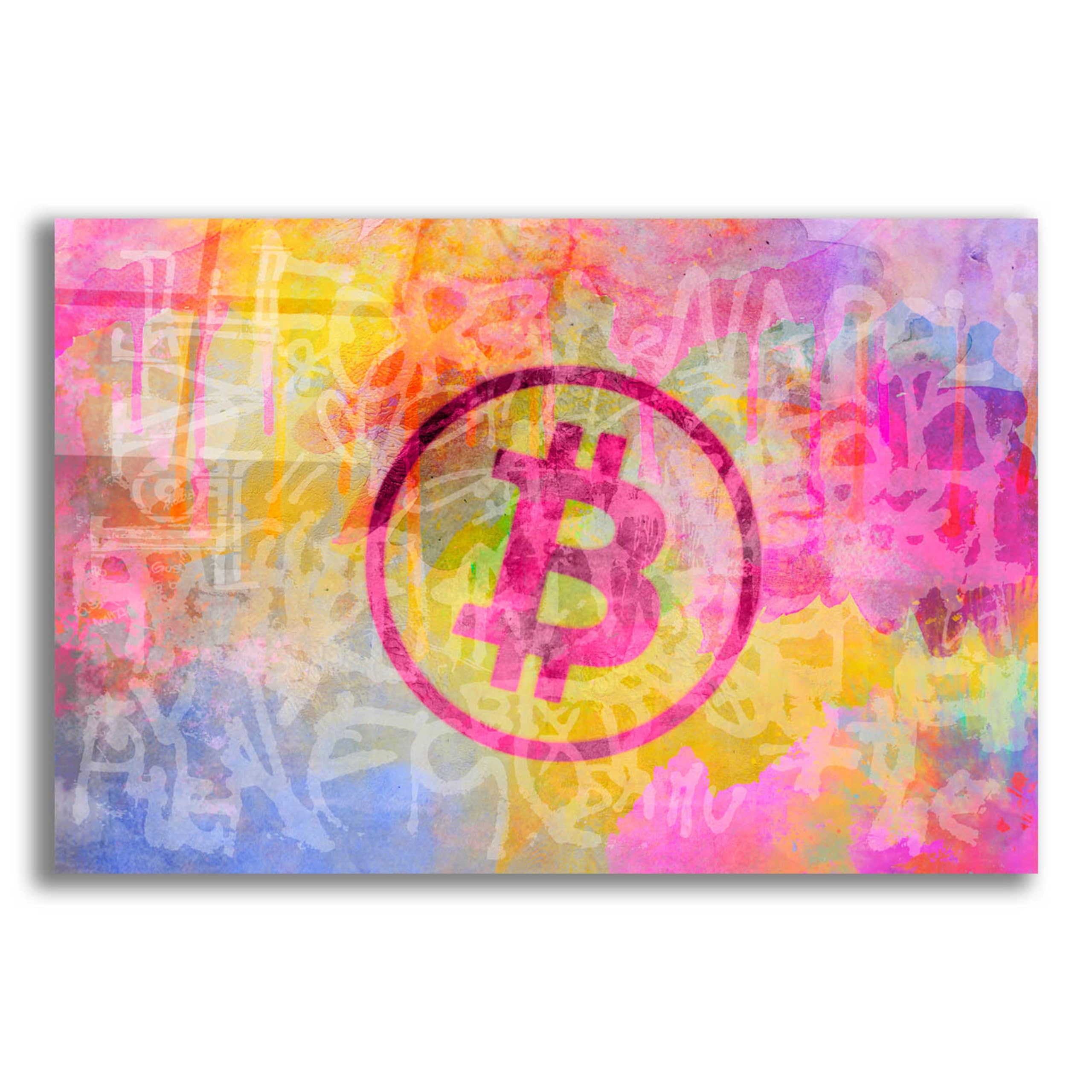Epic 'Street Art Bitcoin' Acrylic Glass Wall Art by Andrea Haase - 24x16 Inches Modern Canvas Painting for Living Room, Office & Crypto Enthusiast Decor