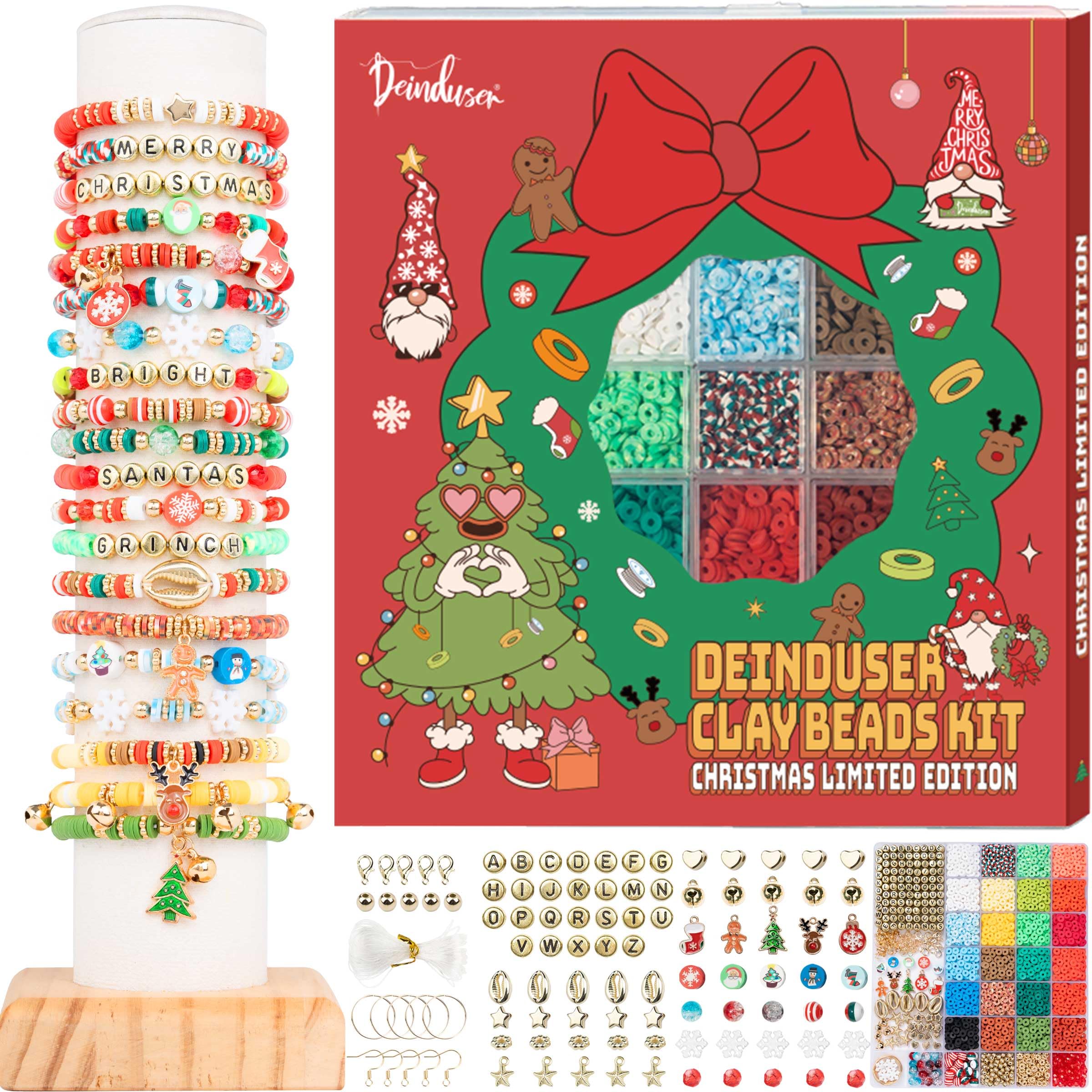 6000 Pcs Christmas Clay Beads for Bracelet Making - DIY Jewelry Craft Beads Kit with Gift Box - Perfect for Holiday Gifts, Party Favors & Christmas Decorations