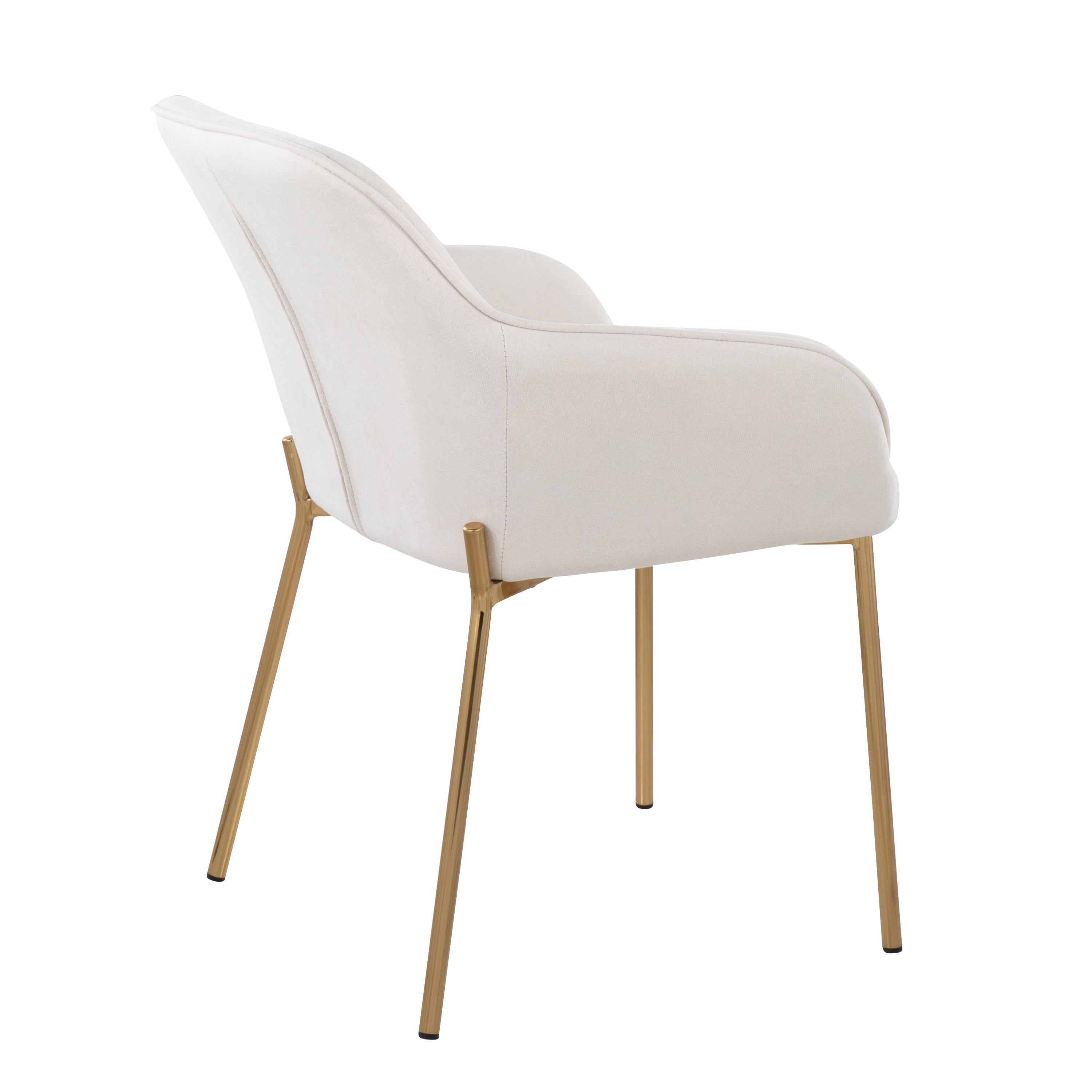 LumiSource Daniella Modern Dining Chairs - Set of 2 Gold Metal & Cream Fabric Upholstered Seats for Contemporary Dining Room, Kitchen, or Breakfast Nook