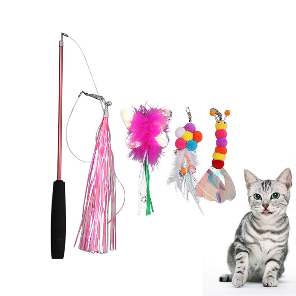 5pcs Cat Bell Wand Toys - Interactive Cat Teaser Wand with Bells, Fairy Wand Catcher Toy for Kittens - Perfect for Playtime, Training & Bonding with Your Pet