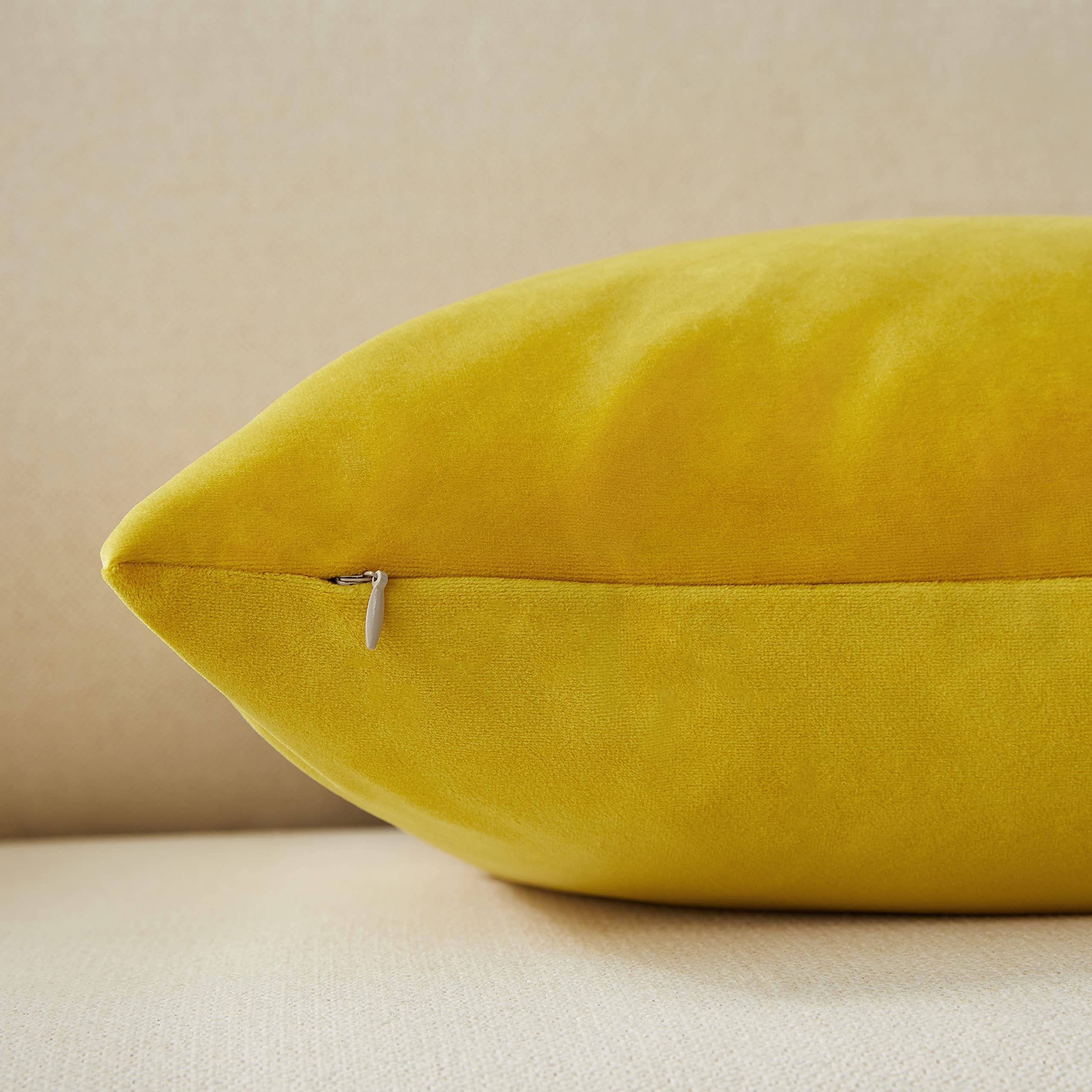2 Pack Yellow Velvet Pillow Covers 20x20 Inches - Soft Decorative Throw Pillow Cases for Sofa, Couch, Bedroom Decor | Perfect for Living Room, Bedroom & Home Styling
