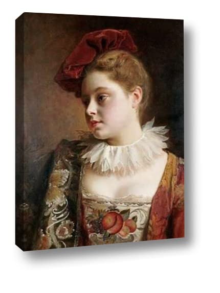 Jean Gustave Jacquet 'La Tocque Rouge' 22x30 Inch Canvas Art Print - Gallery Wrapped Wall Decor - Ready to Hang for Living Room, Bedroom & Office