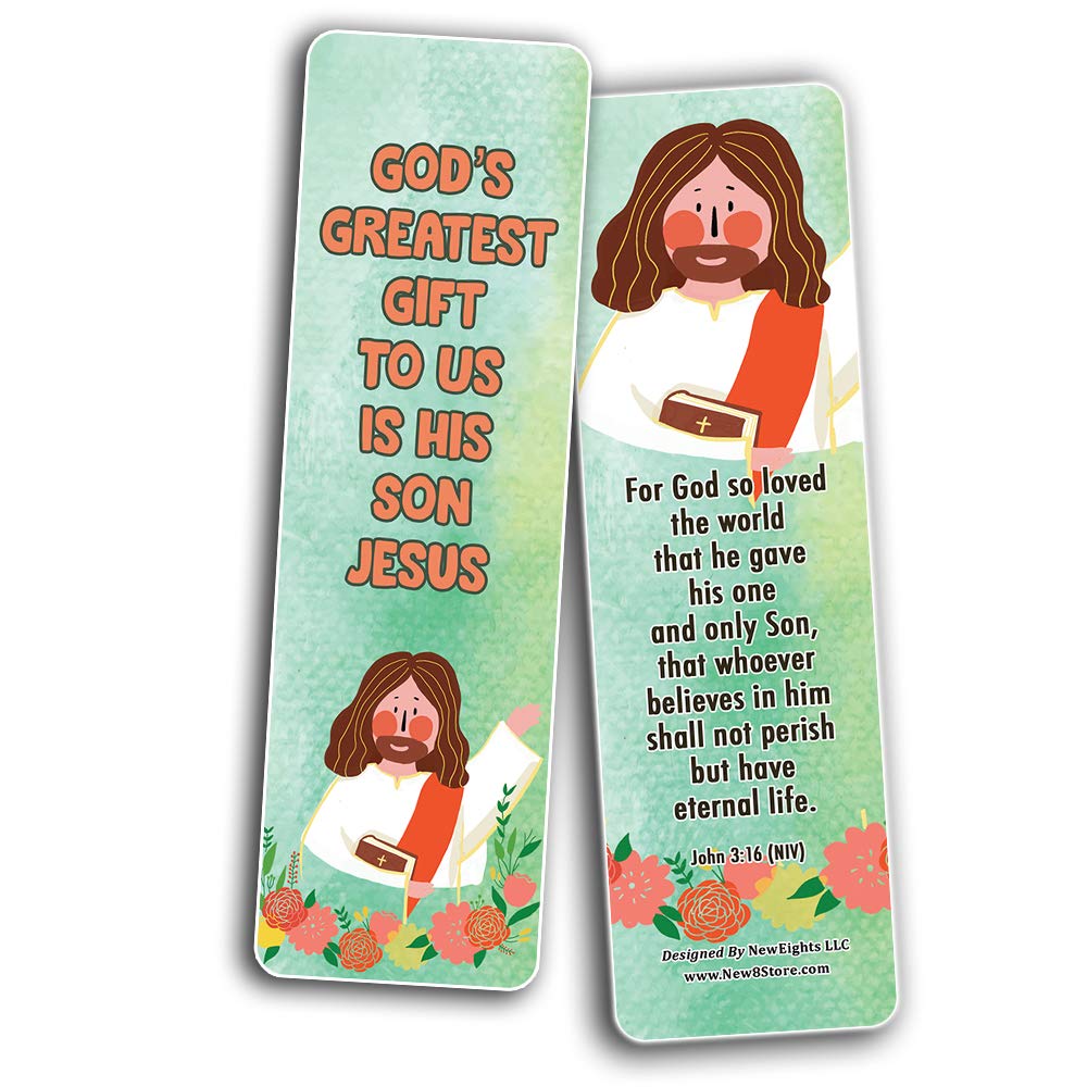Bible Verse Bookmarks - 12-Pack Christian Gifts for Kids, Stocking Stuffers & Birthdays