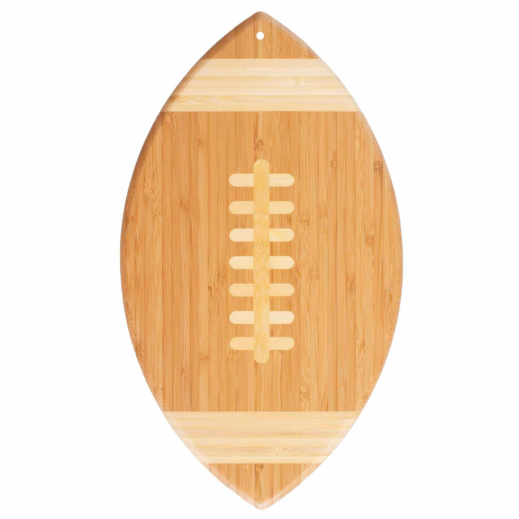 Football Shaped Cutting Board - 15 x 8.5 Inch Wooden Chopping Board for Cheese, Charcuterie & Party Snacks - Perfect for Game Day, Tailgating & Sports Themed Kitchen Decor