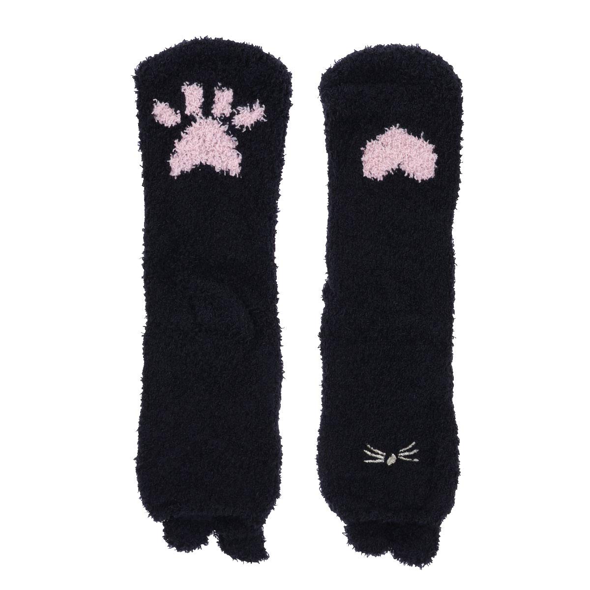 AMOSFUN Soft Fluffy Socks - Fuzzy Warm Animal Print Slipper Socks for Men & Women - One Size Fits All (Black) - Cozy Home Wear for Winter, Lounge & Gift Giving