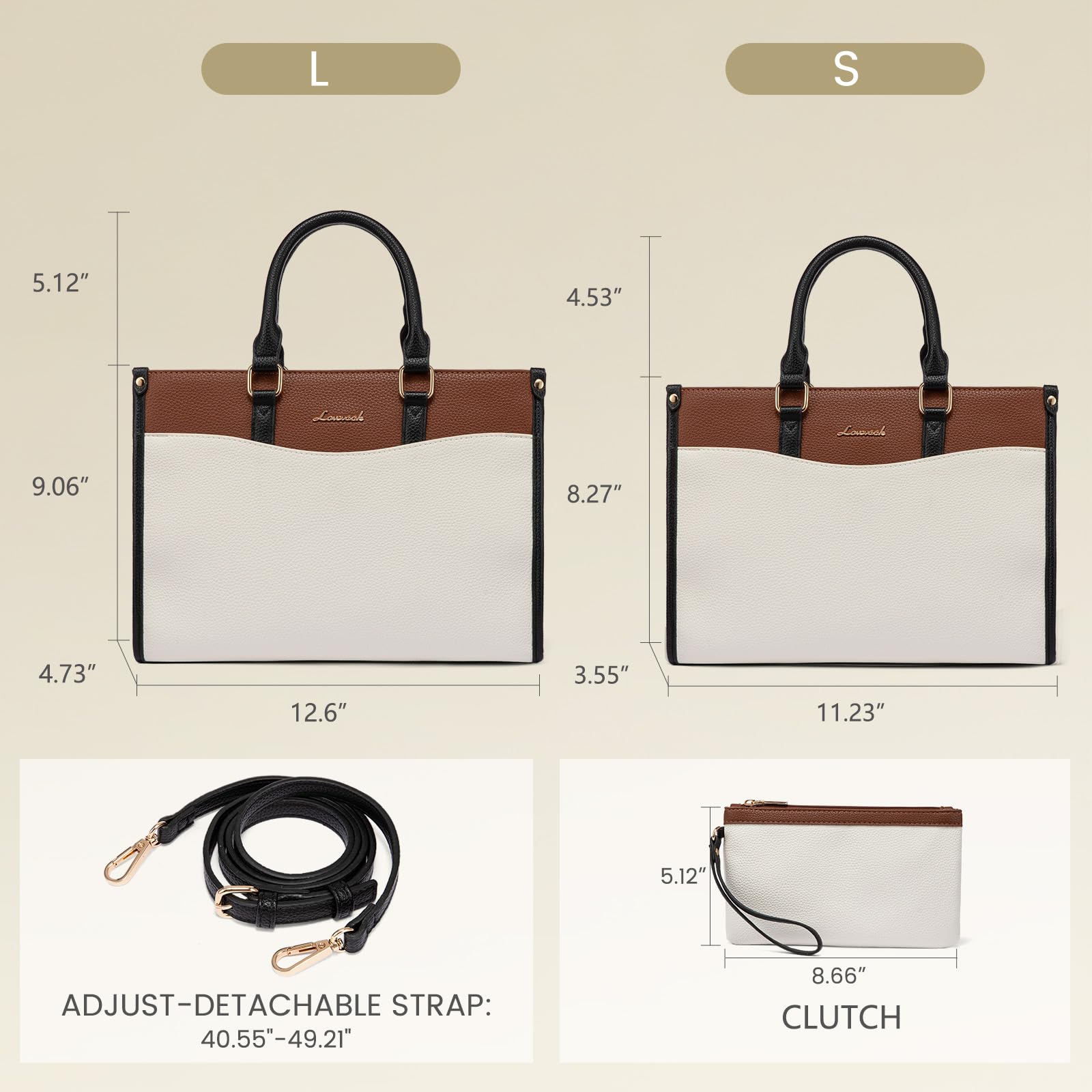 LOVEVOOK Women's Tote Bag & Crossbody Purse Set with Matching Clutch - Stylish Top Handle Satchel Handbag for Work, Travel & Everyday Use