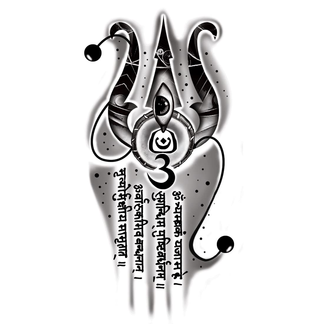 Waterproof God Shiv Mantra Temporary Tattoo for Men & Women - Spiritual Body Art for Festivals, Yoga & Meditation