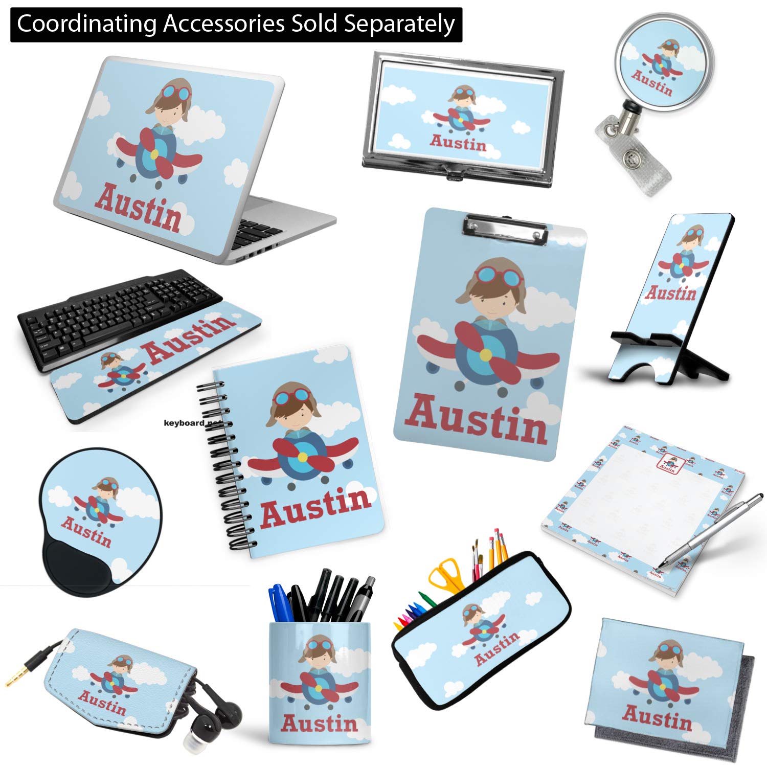 Custom Personalized Airplane & Pilot Ceramic Pen Holder - Unique Office Desk Organizer for Aviation Enthusiasts & Gift Ideas