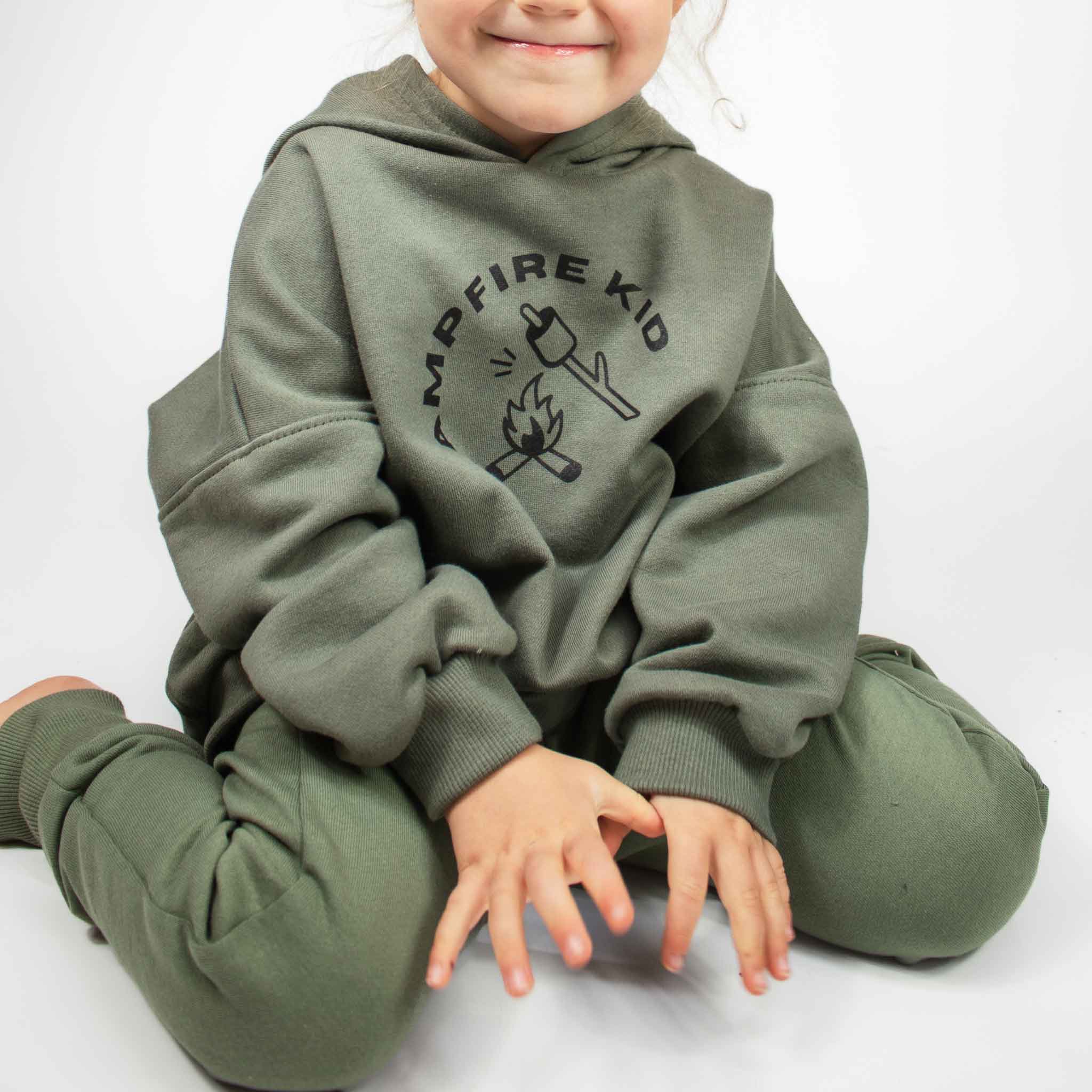 Campfire Kid Oversized Hooded Sweatshirt - Cozy Fleece Pullover for Boys & Girls | Perfect for Outdoor Adventures, Camping Trips & Winter Layering