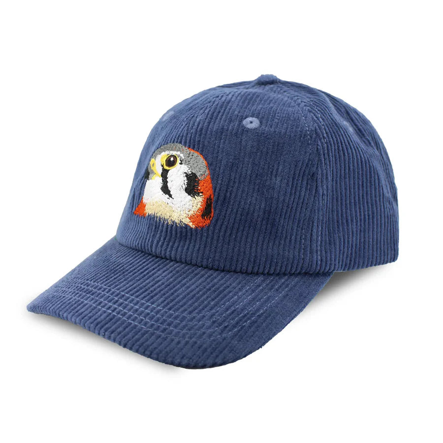 American Kestrel Corduroy Hat for Men & Women - Premium Midnight Spruce Green Outdoor Cap for Birdwatching, Hiking & Casual Wear