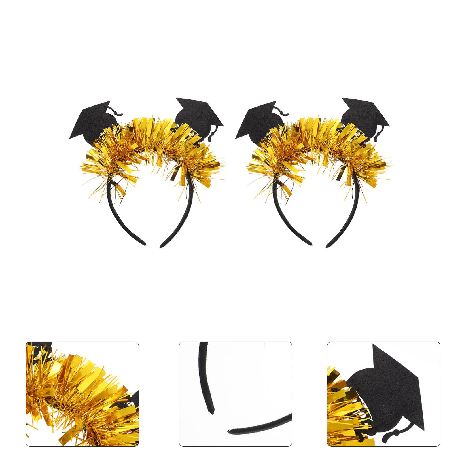 2pcs Graduation Cap Headbands for Kids - 2022 Graduation Hair Accessories, Doctor Hat Headdress, Rose Preschool Outfits - Perfect for Graduation Photos, Preschool Ceremonies & Latte Art Props