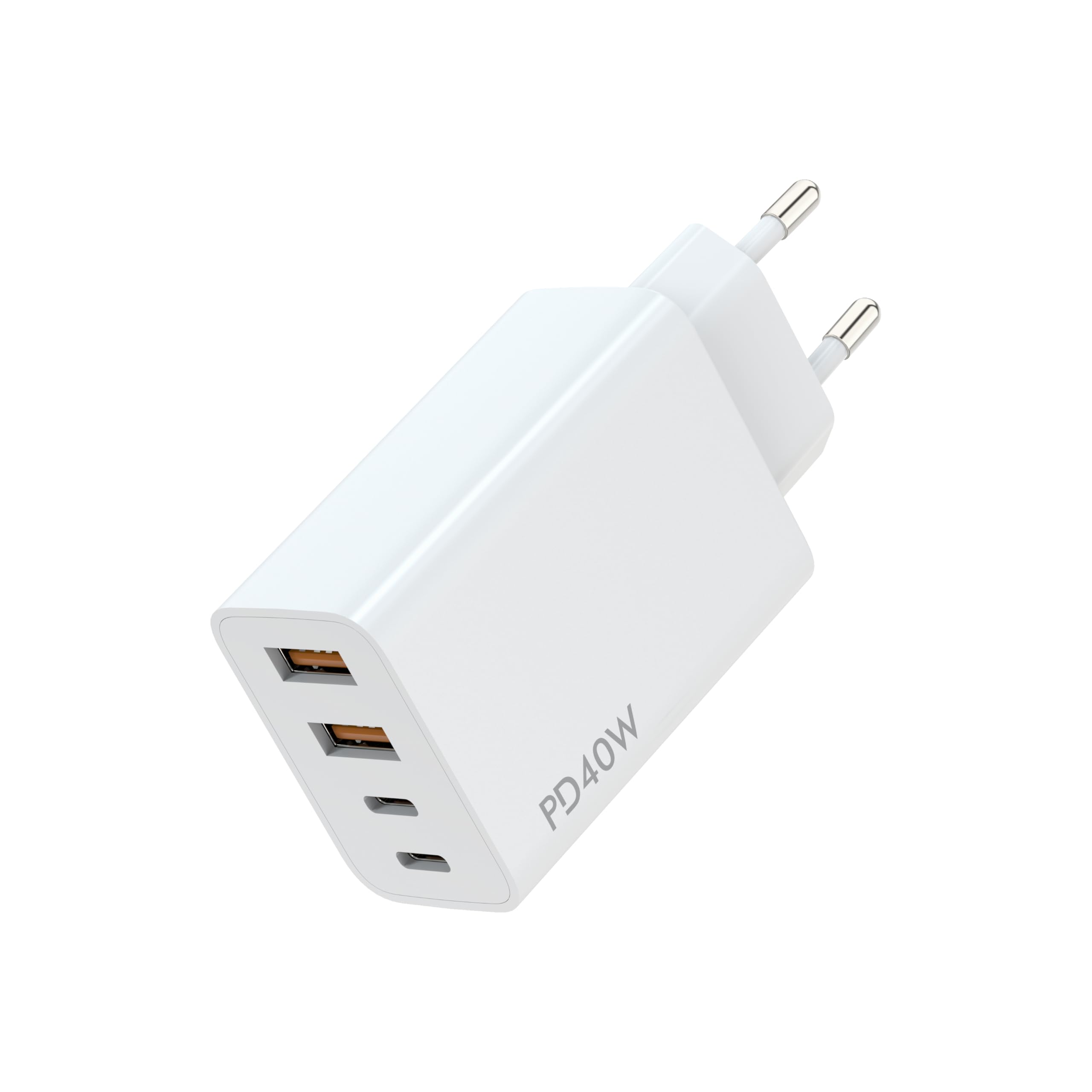 40W European Travel Plug Adapter with 2 USB-C & 2 USB-A Ports - Universal Power Converter for Italy, Spain, France, Germany, Iceland - Perfect for Charging Phones, Laptops & Devices While Traveling in Europe