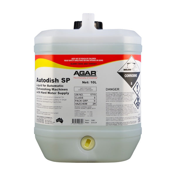 Agar Autodish SP Hard Water Commercial Dishwasher Detergent - Powerful Cleaning for Restaurants, Hotels & Food Service - Removes Tough Stains & Mineral Deposits
