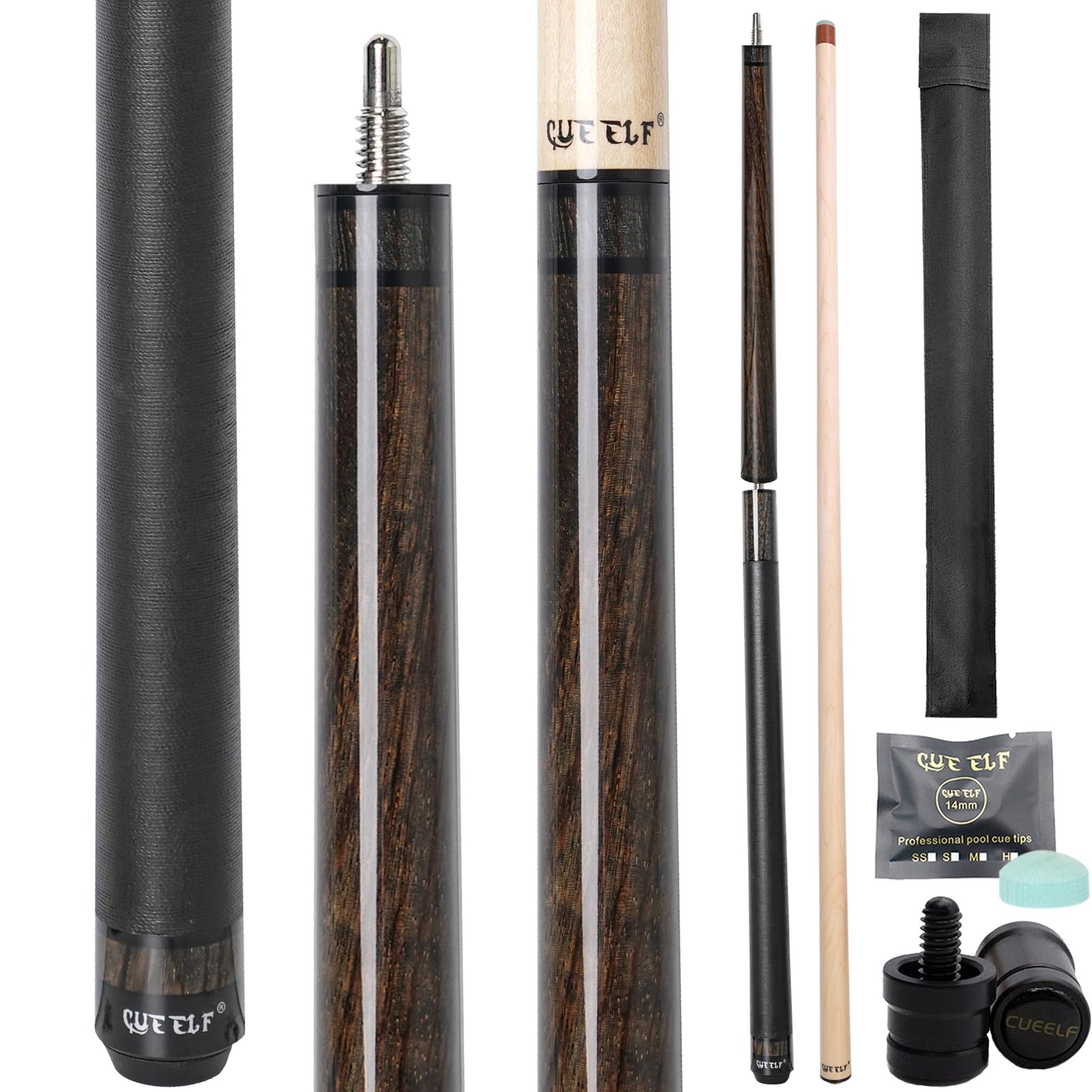 Heavy Hitter 3-Piece Jump Break Pool Cue Stick - 23oz Zebra Wood Professional Billiard Cue for Powerful Breaks & Jump Shots | Perfect for Tournament Play & Home Pool Tables