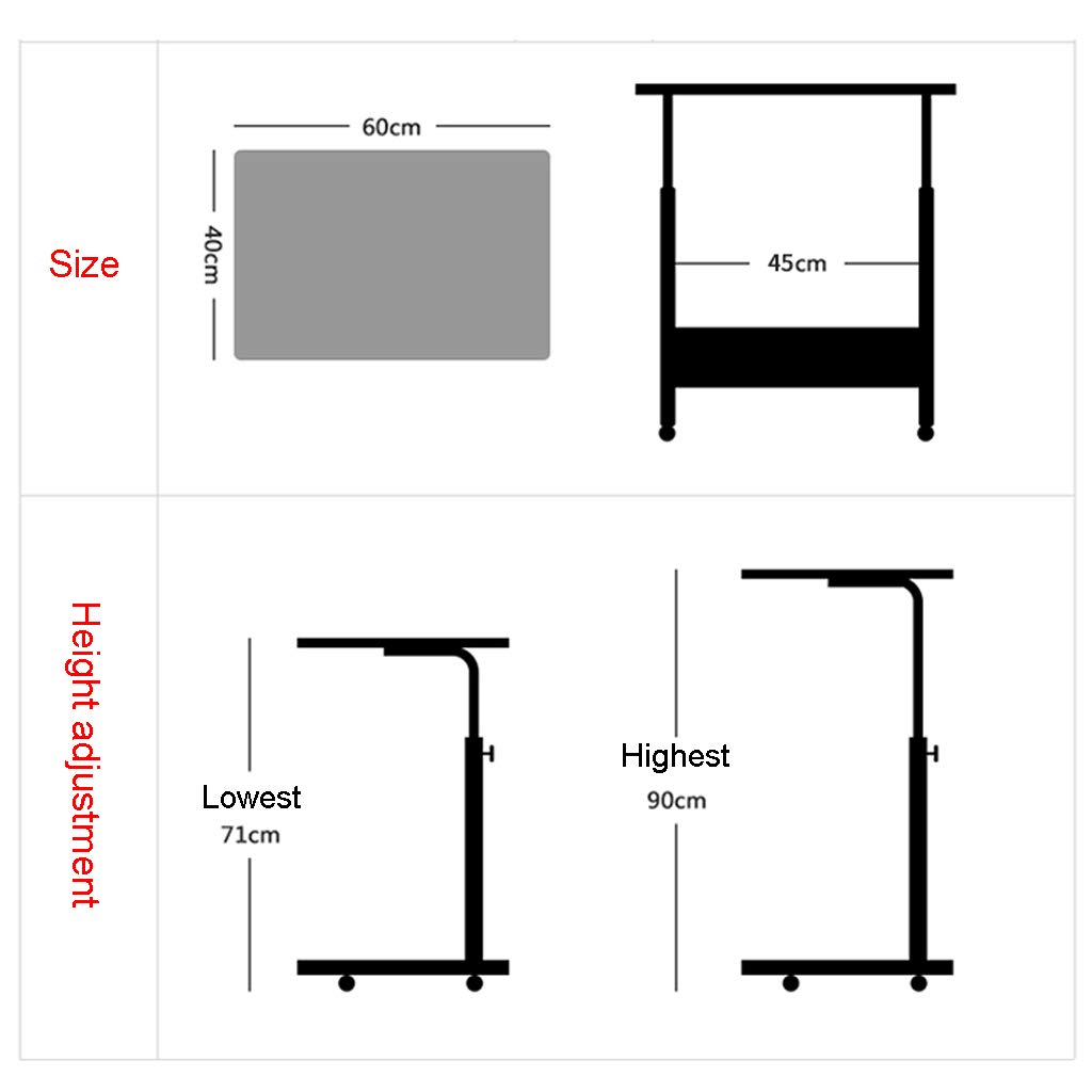 Adjustable Height Overbed Table with Wheels - 28