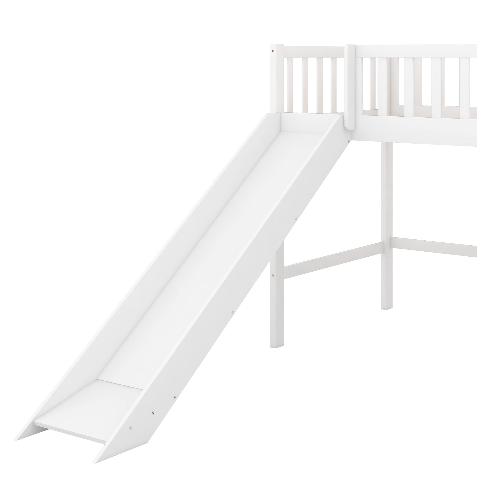 Harper & Bright Designs Twin Loft Bed with Slide - Sturdy Wooden Kids Loft Bed Frame with Ladder & Safety Guardrail - No Box Spring Needed (White) - Perfect for Small Bedrooms, Playrooms & Kids' Sleepovers