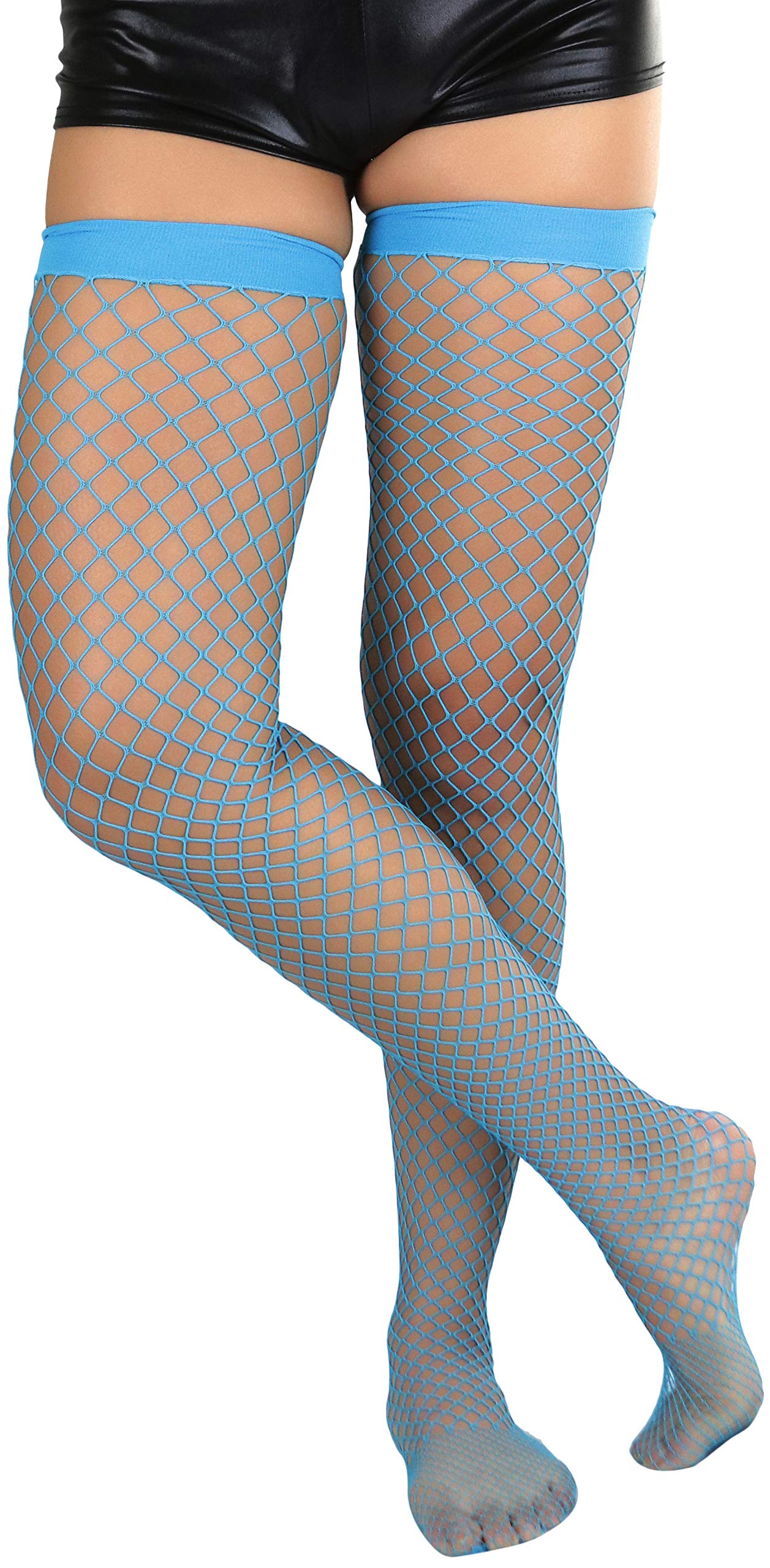 ToBeInStyle Women’s Bright & Vibrant Fishnet Thigh High Stockings - Sexy Sheer Tights for Cosplay, Halloween, Burlesque & Night Out