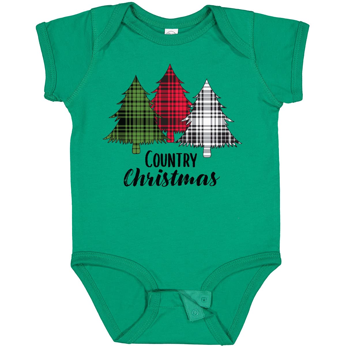Inktastic Country Christmas Plaid Trees Baby Bodysuit - Cute Holiday Outfit for Infants & Toddlers - Perfect for Christmas Photos, Family Gatherings & Festive Celebrations