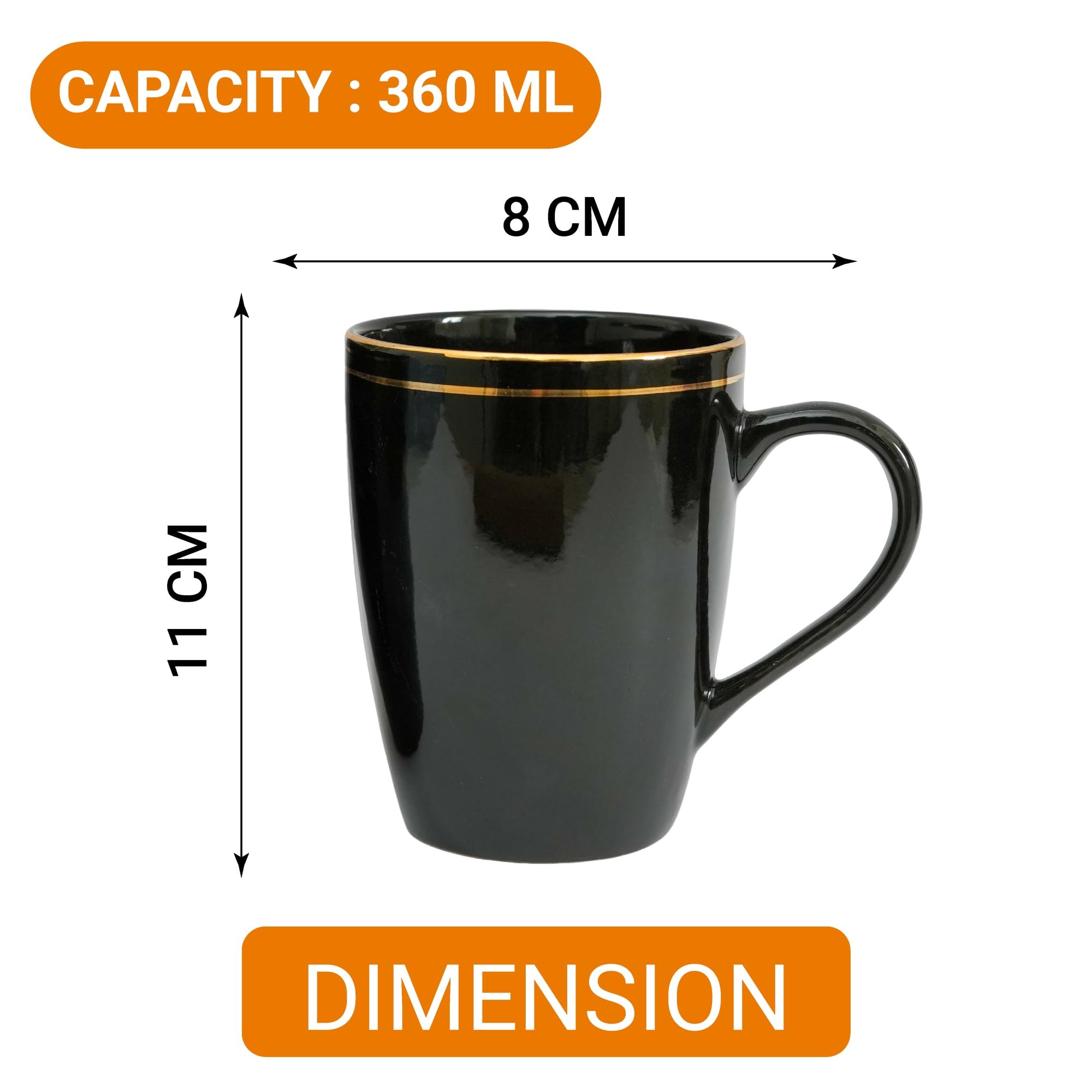 Premium Ceramic Coffee Mug Set of 2 - 12oz Stackable Chip-Resistant Tea Cups with Gold Accents, Large Handle for Comfort (Green) - Perfect for Home, Office, Gifts & Coffee Shops