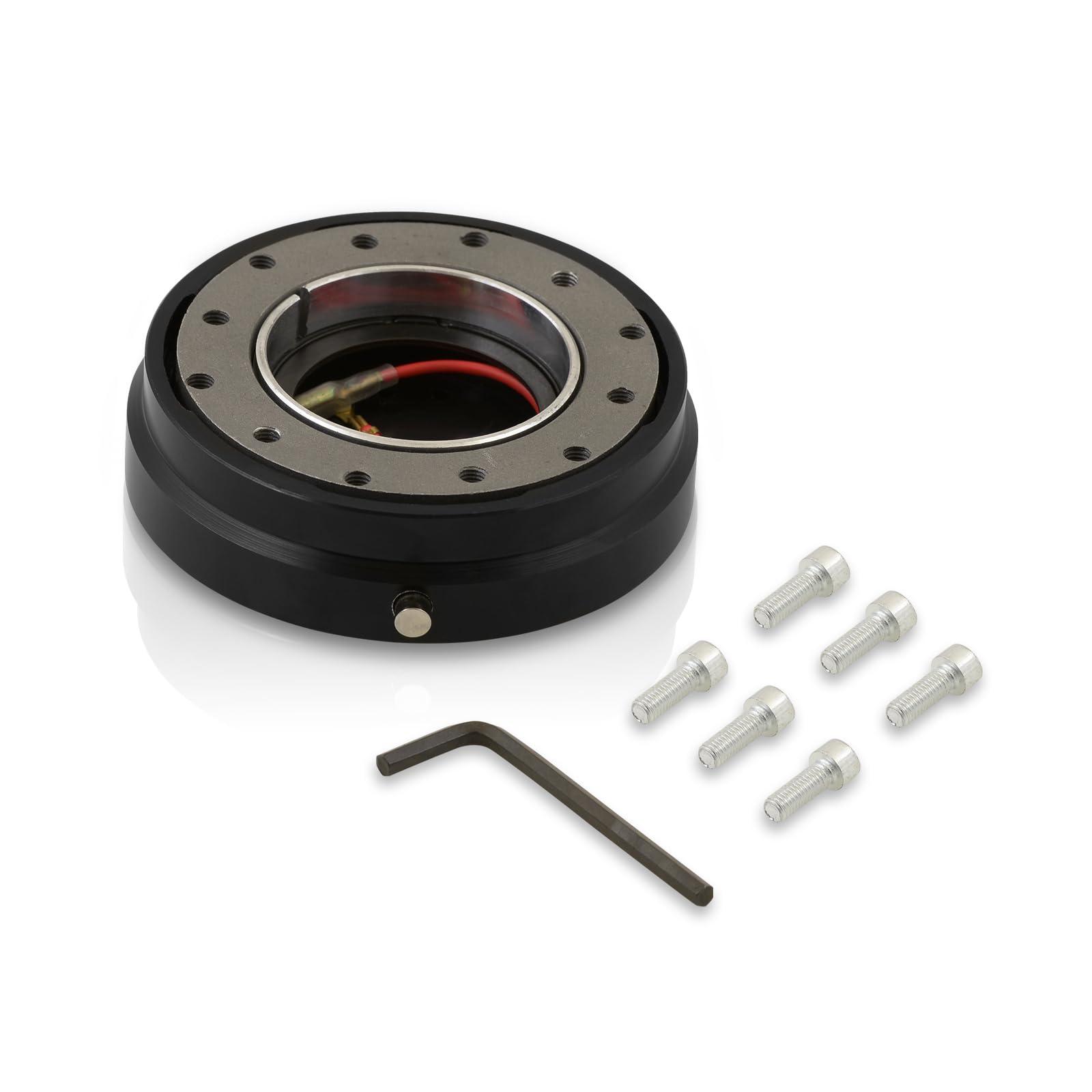 Universal JDM VIP USDM KDM DTM Euro 6-Bolt Quick Release Steering Wheel Adapter Hub Kit - Slim Aluminum Detachable Snap-Off Boss for Aftermarket Wheels - Perfect for Racing, Drifting & Car Customization