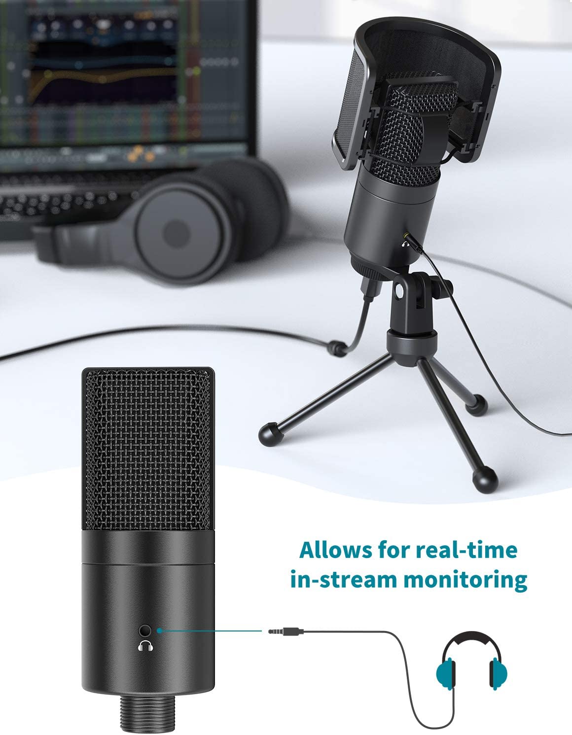 FIFINE K683A USB Microphone - Professional Studio Recording Mic for Podcasting, Streaming, Gaming & Voice Overs - Crystal Clear Sound for YouTube, Zoom & Discord (Black)