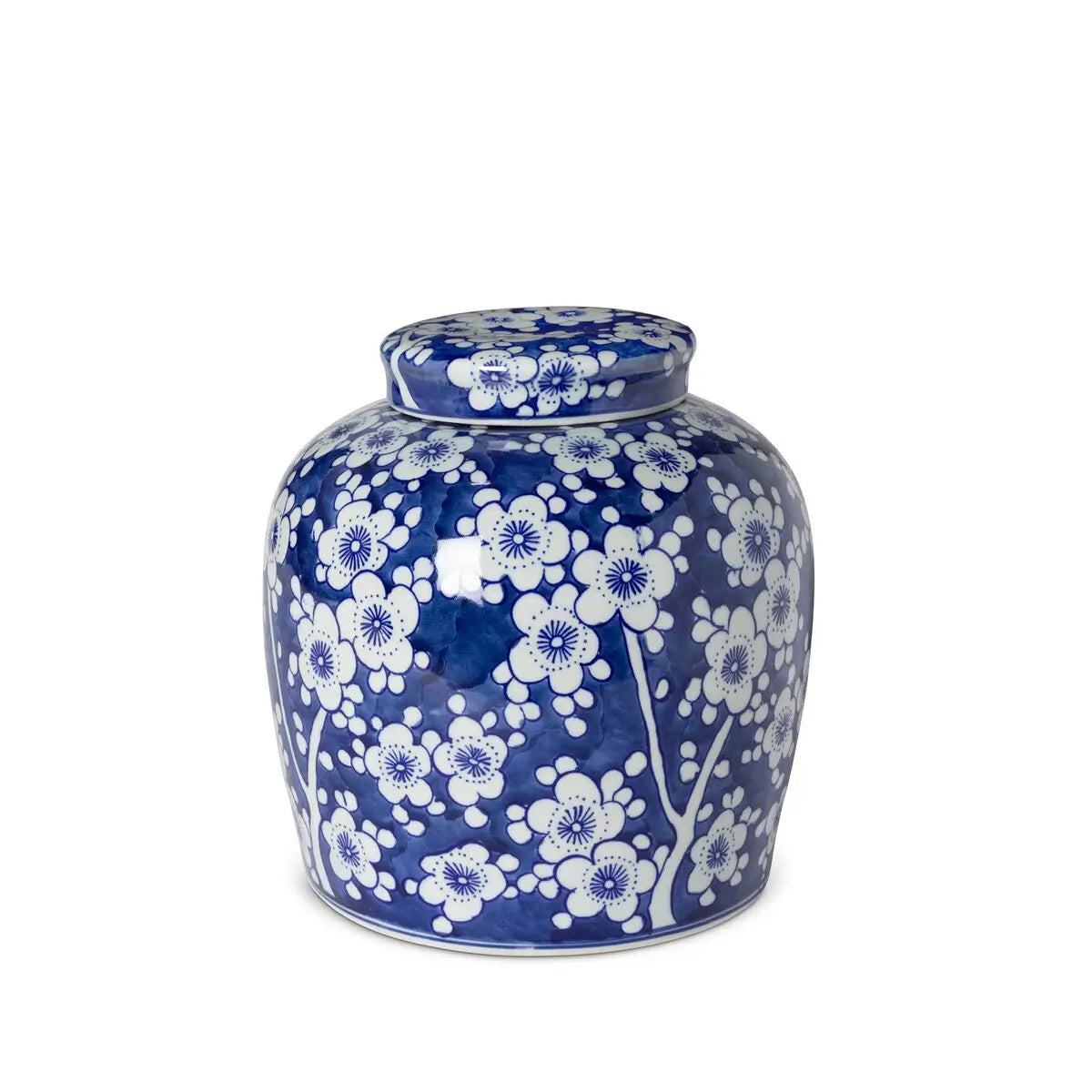 Imperial Ceramic Floral Ginger Jar - Hand-Painted Blue and White Decorative Vase for Home Decor, Wedding Centerpiece, or Luxury Gift