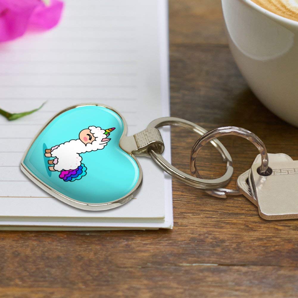 Kawaii Rainbow Llama Unicorn Keychain - Cute Heart Love Metal Key Ring for Backpacks, Gifts & Key Organization | Unique Kawaii Accessory for Girls, Teens & Women