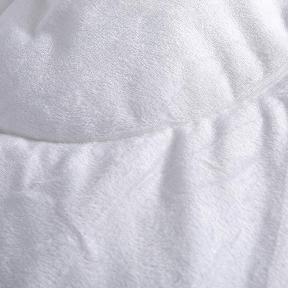 Wajade Faux Fur Plush White Comforter Set - 3PC Full/Queen Size Ultra Soft Microfiber Bedding | Fluffy Shaggy Fuzzy Quilt for Cozy Winter Nights & Luxury Bedroom Decor