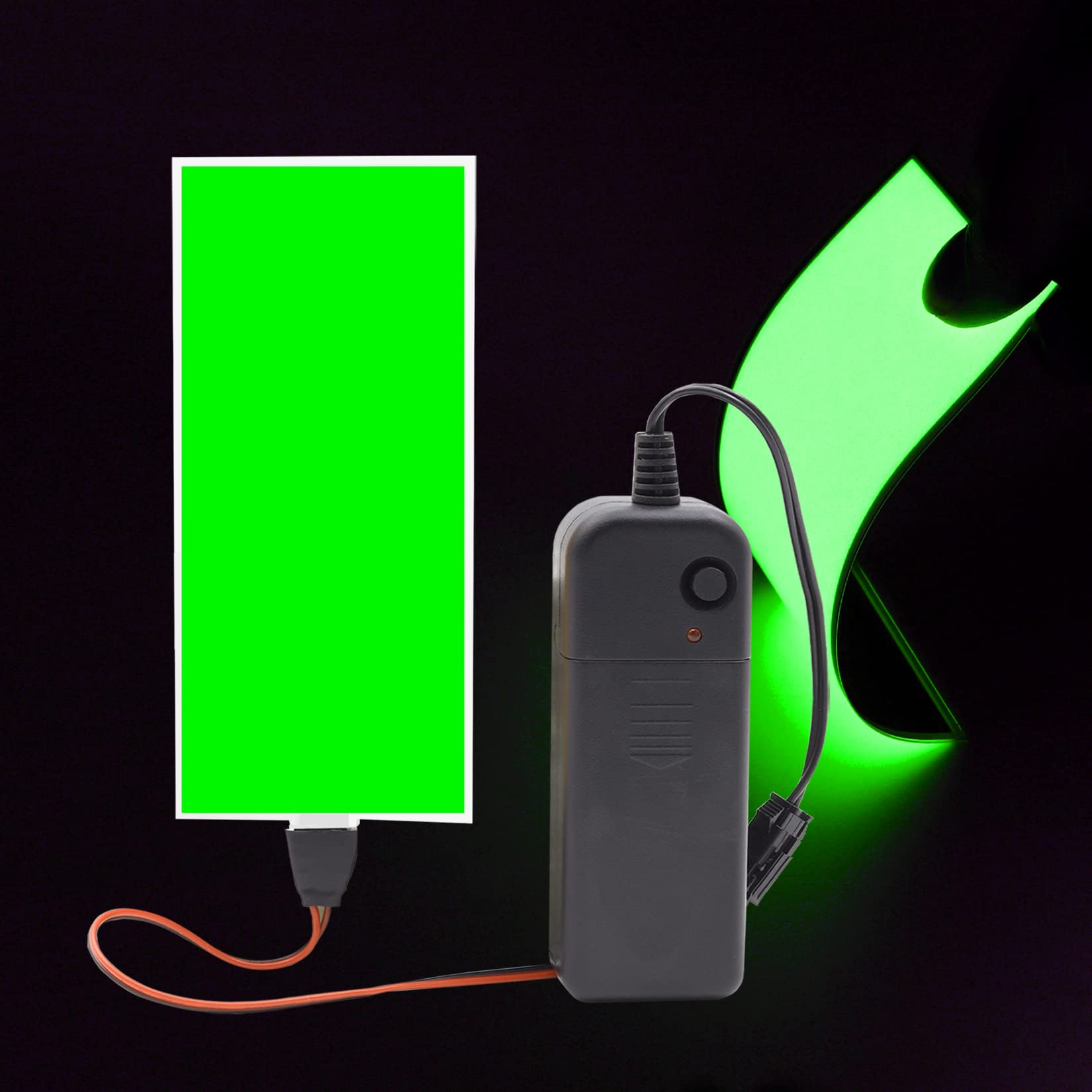 Electroluminescent EL Sheet Light - 3 Modes (Steady On/Slow Flash/Fast Strobe), 12cm x 5cm DIY Neon Panel, Cuttable Backlit Lamp for Cosplay, Home Decor, and Party Lighting (Green) - Perfect for Costume Accessories, Room Decorations, and Nightclub Events