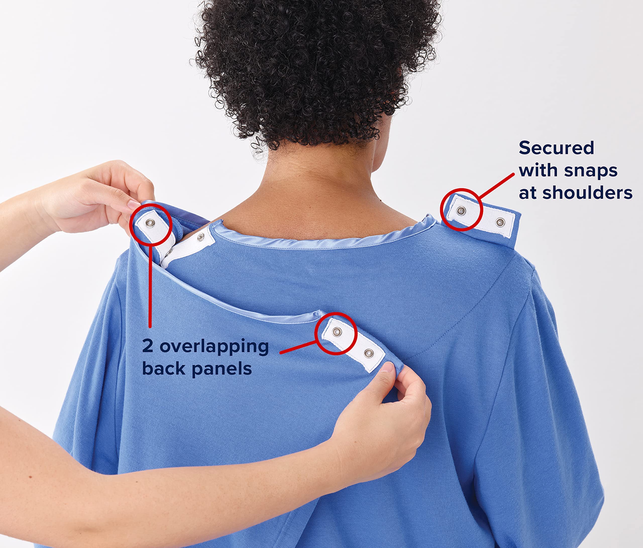 Adaptive Waffle Knit Nightgown for Women - Open Back Hospital Gown with Bows for Seniors & Elderly Care | Comfortable Sleepwear for Post-Surgery, Nursing Homes & Home Recovery