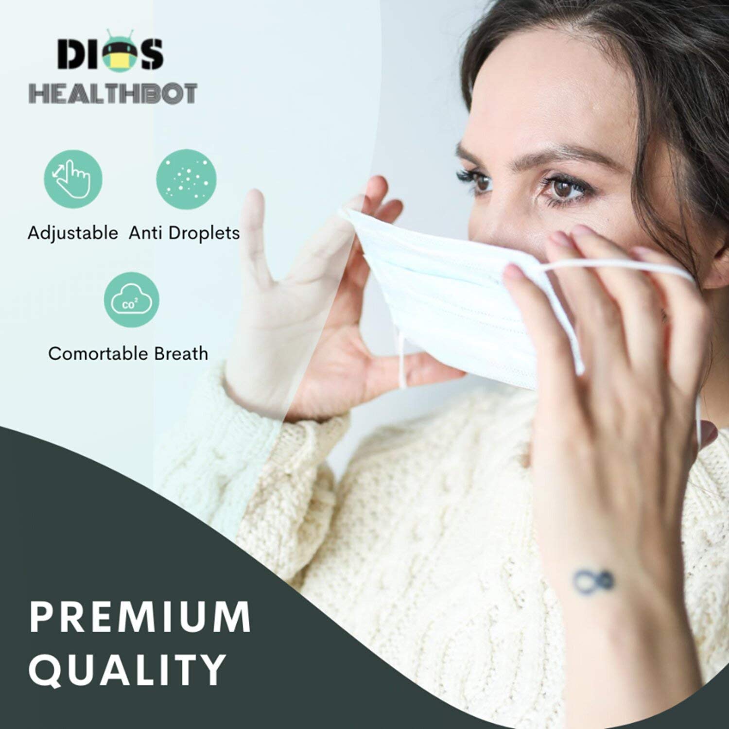 Premium 3-Ply Disposable Face Masks with Natural Rose Fragrance & Nose Clip - 50 Pack | CE & ISO Certified | Machine Made, UV Sterilized for Safety | Ideal for Travel, Work, and Daily Protection