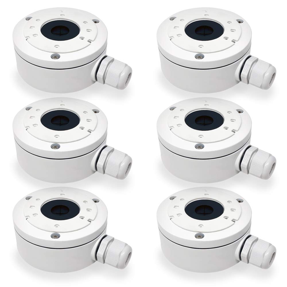 Hikvision DS-2CD2042WD-I & 2CD20xx Series Aluminum Junction Back Box Bracket (6 Pack) - Weatherproof Outdoor Security Camera Mounting Solution for Home & Business Surveillance