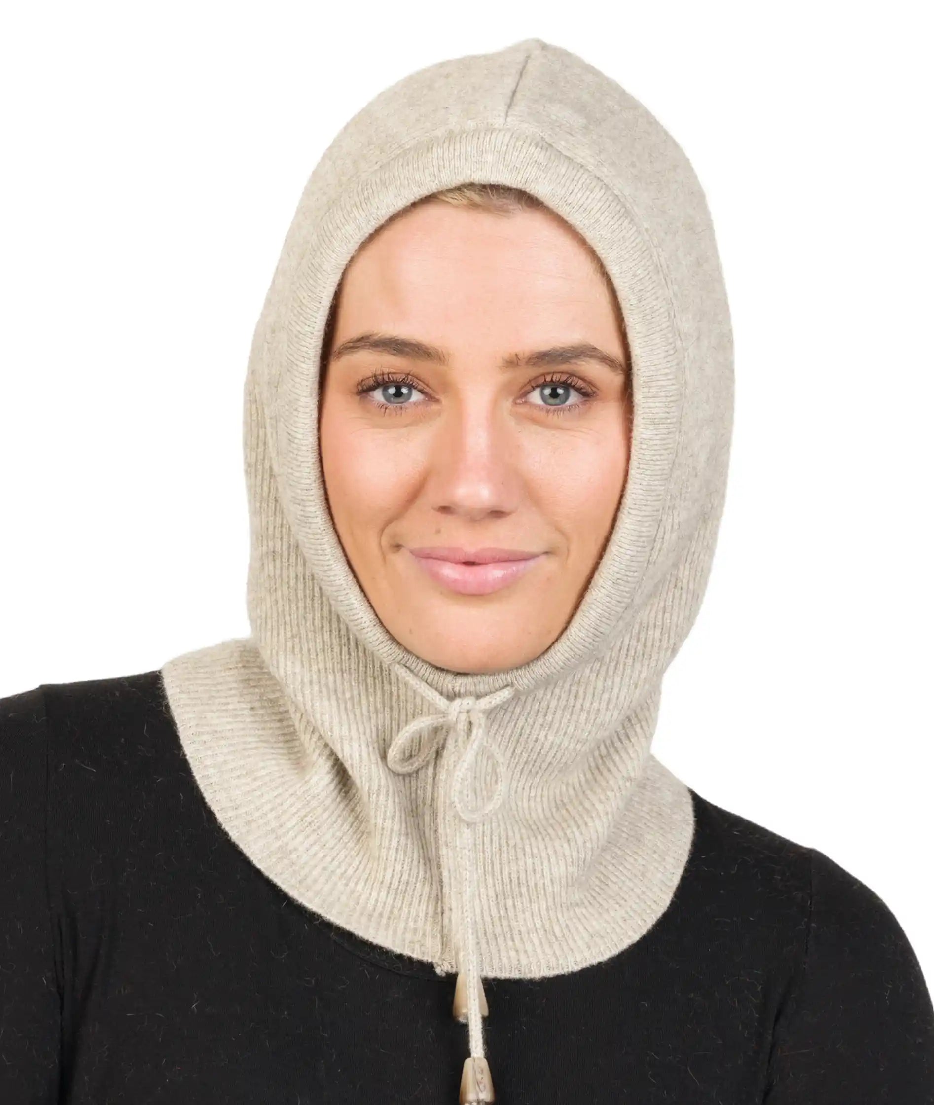 Natural Scarfclava Hoodie Hat NX895 - Warm Winter Knitted Face Mask for Outdoor Activities, Skiing, and Snowboarding