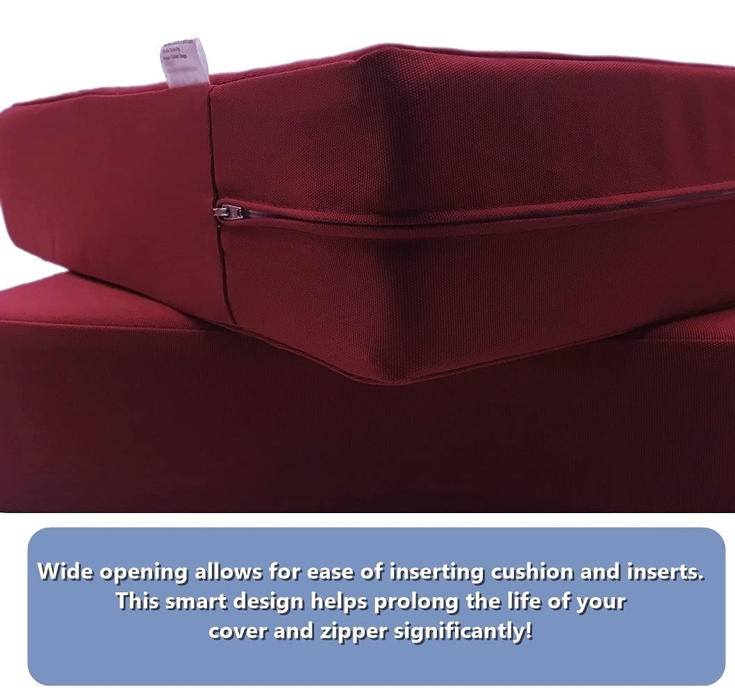 Premium Burgundy Red Outdoor Waterproof Patio Chair Cushion Covers - 24x24x4 Inches (Set of 4) - All-Weather Protection for Garden, Poolside & Deck Furniture