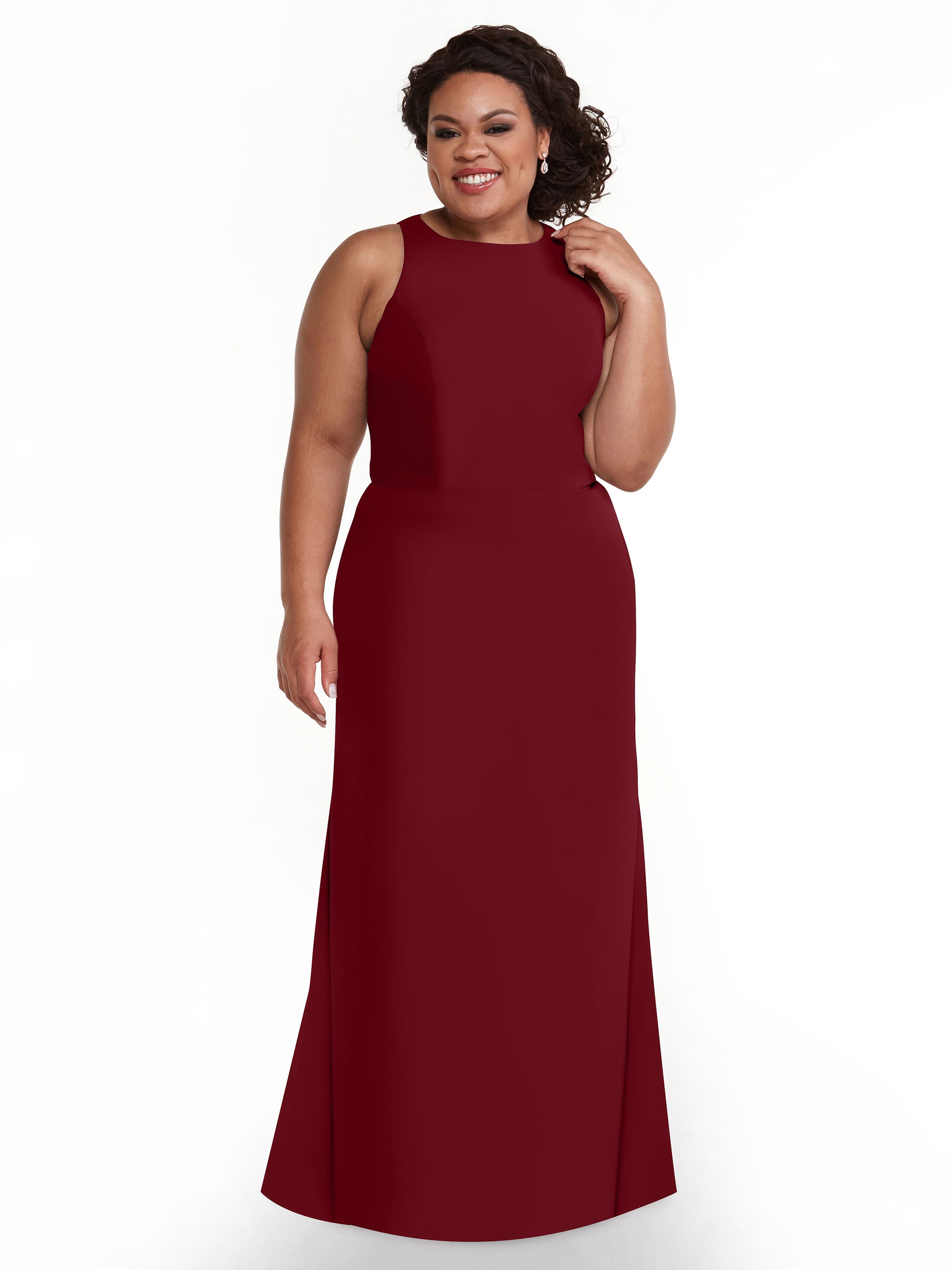 Elegant 80175 Chiffon A-Line Bridesmaid Dress with Plunging Halter Neckline - Perfect for Weddings, Formal Events & Evening Parties