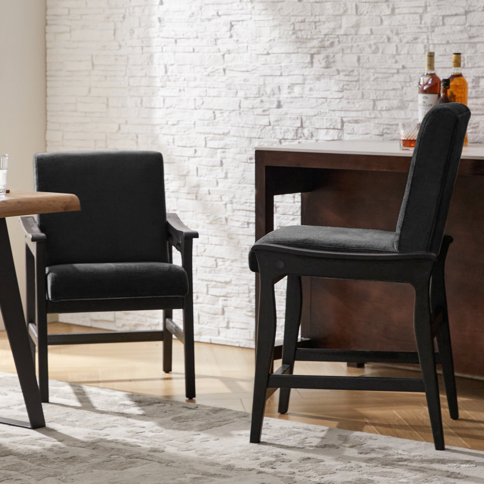 Modern Upholstered Counter Stool with Quick Shift to Dining Chair - Versatile Kitchen Island, Bar & Dining Room Seating for Home & Restaurant Use