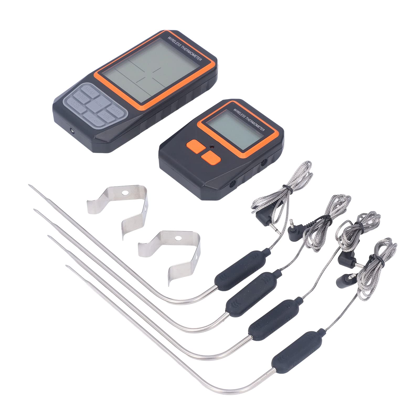 Wireless Meat Thermometer with 4 Probes - Digital BBQ Food Temperature Sensor for Grilling, Smoking, Baking (-22°F to 572°F) - Perfect for Backyard BBQ, Oven Cooking & Outdoor Camping