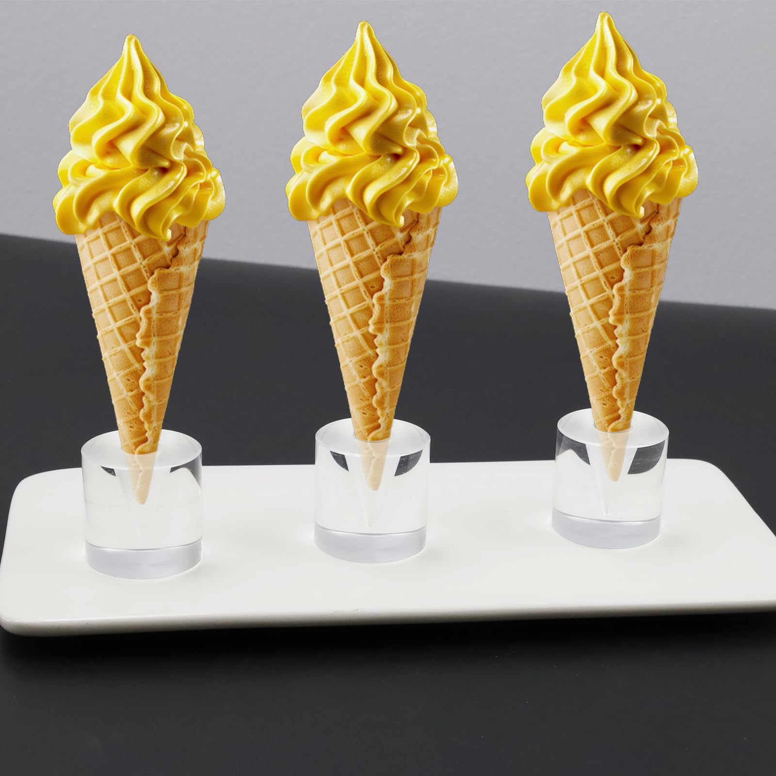 Premium Clear Acrylic Ice Cream Cone Display Stand - 1.18x1.18x1.18 Inch (Pack of 4) - Perfect for Dessert Shops, Bakeries, and Party Decorations
