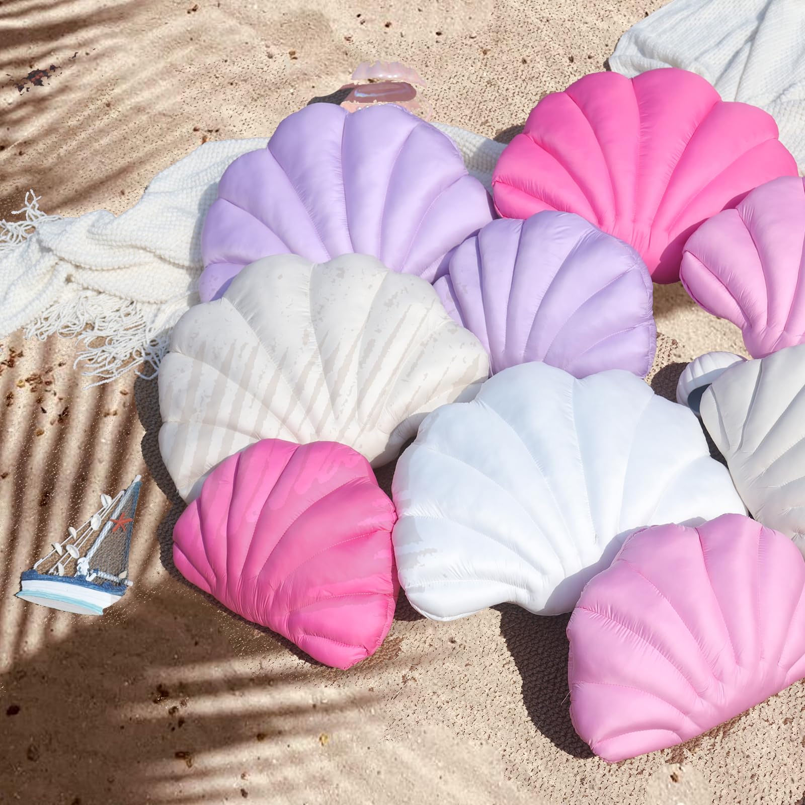 YRXRUS Waterproof Outdoor Seashell Throw Pillow - Light Pink Beach Patio Cushion for Garden, Balcony & Poolside Furniture - 13x17 Inch Summer Home Decor Accent (Perfect for Coastal Living, Seaside Lounging & Outdoor Relaxation)