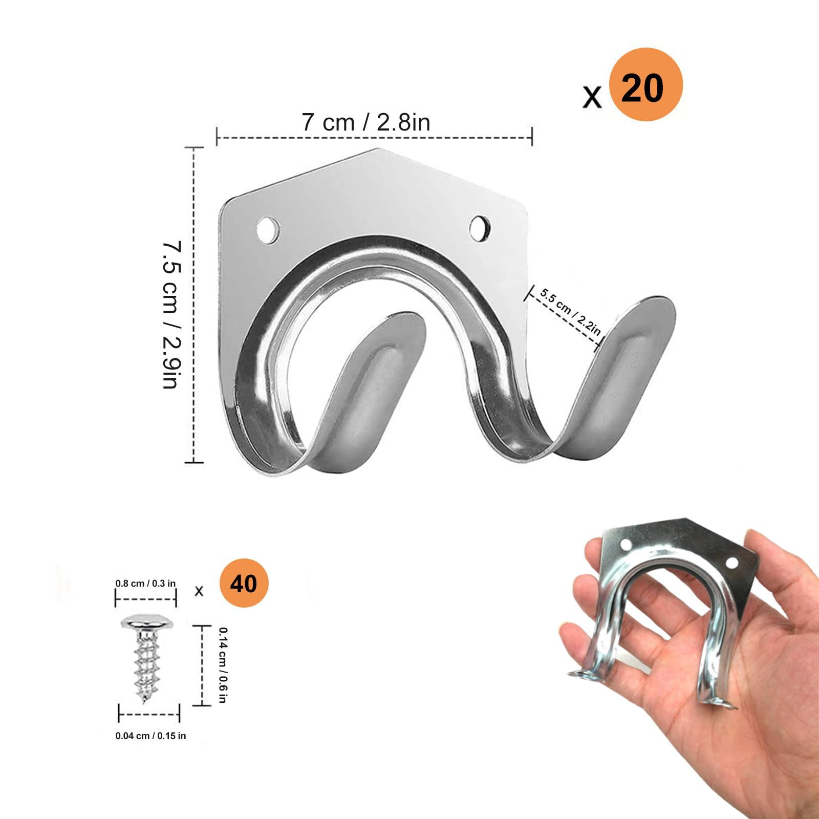 20 Pack Heavy Duty Wall Mount Storage Hooks - Garage Tool Organizer Hangers for Garden, Bathroom & Home Organization - Durable Metal Utility Hooks for Hanging Tools, Coats & Accessories (Perfect for Garage Storage, Closet Organization & DIY Projects)