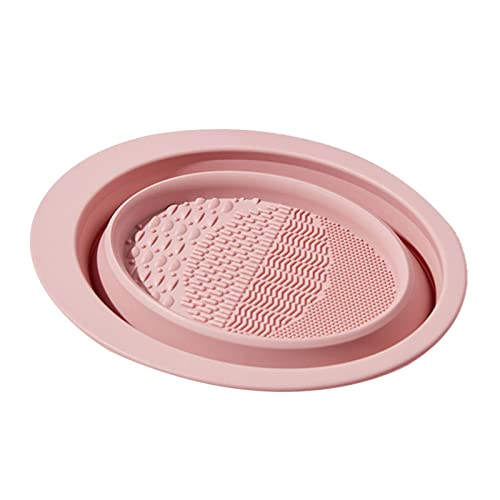 Wharick Silicone Brush Cleaning Bowl - Foldable, Portable Makeup Brush Cleaner for Travel - Pink | Perfect for Cleaning & Storing Makeup Brushes On-The-Go
