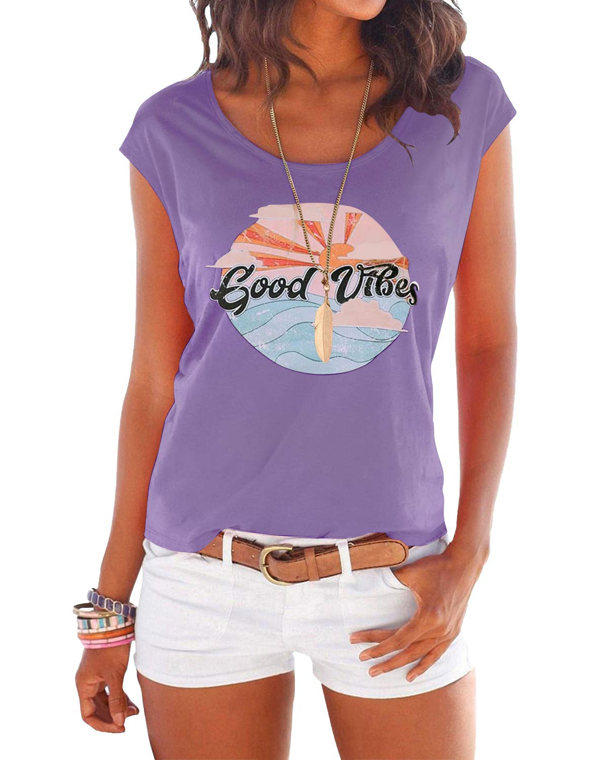 YOINS Women's Summer Graphic Tee - Casual Short Sleeve Round Neck Cute T-Shirt | Trendy Fashion Top for Beach, Vacation & Everyday Wear