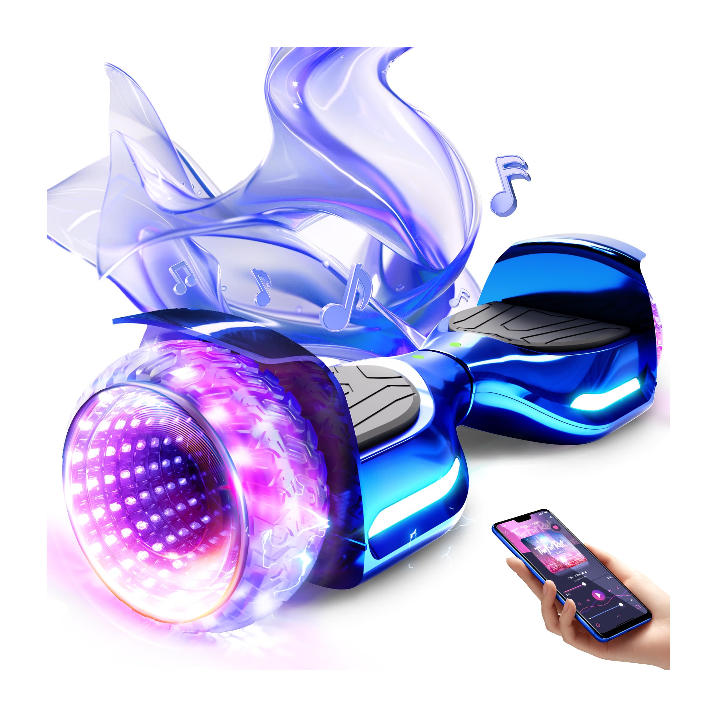 Electric Scooter with Colorful LED Lights & Bluetooth Speaker - 6.5