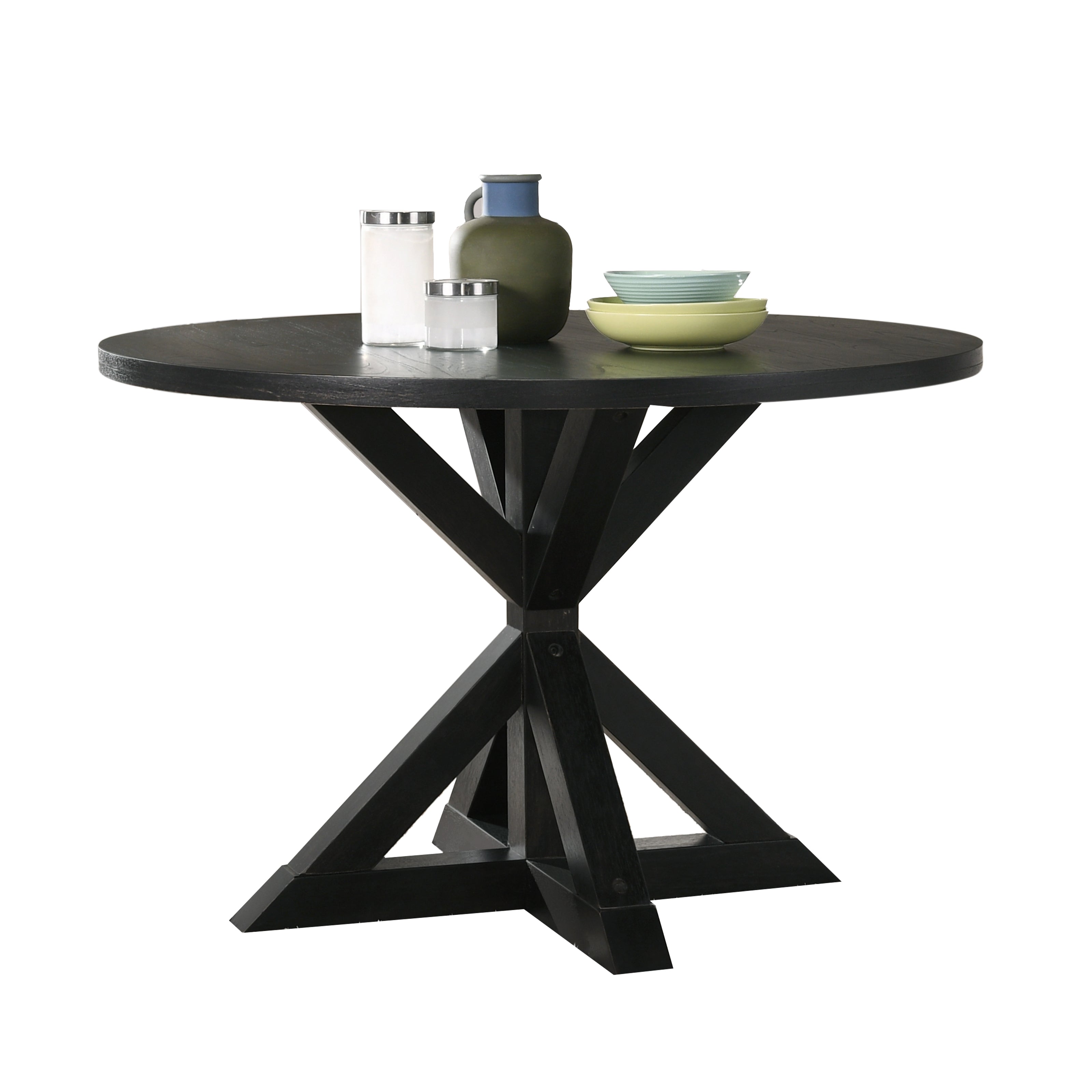 Roundhill Furniture Windvale Cross Buck Base Dining Table - Solid Wood Farmhouse Style Dining Table for Kitchen, Dining Room & Outdoor Entertaining