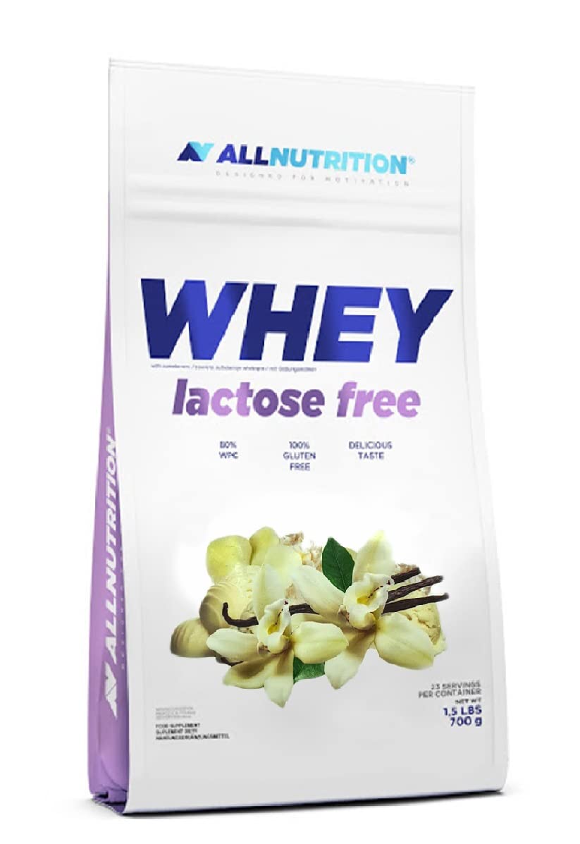 Allnutrition Whey Protein Powder - Lactose Free, Vanilla Flavor, 700g for Muscle Recovery & Post-Workout Nutrition | Gym Supplements & Healthy Lifestyle