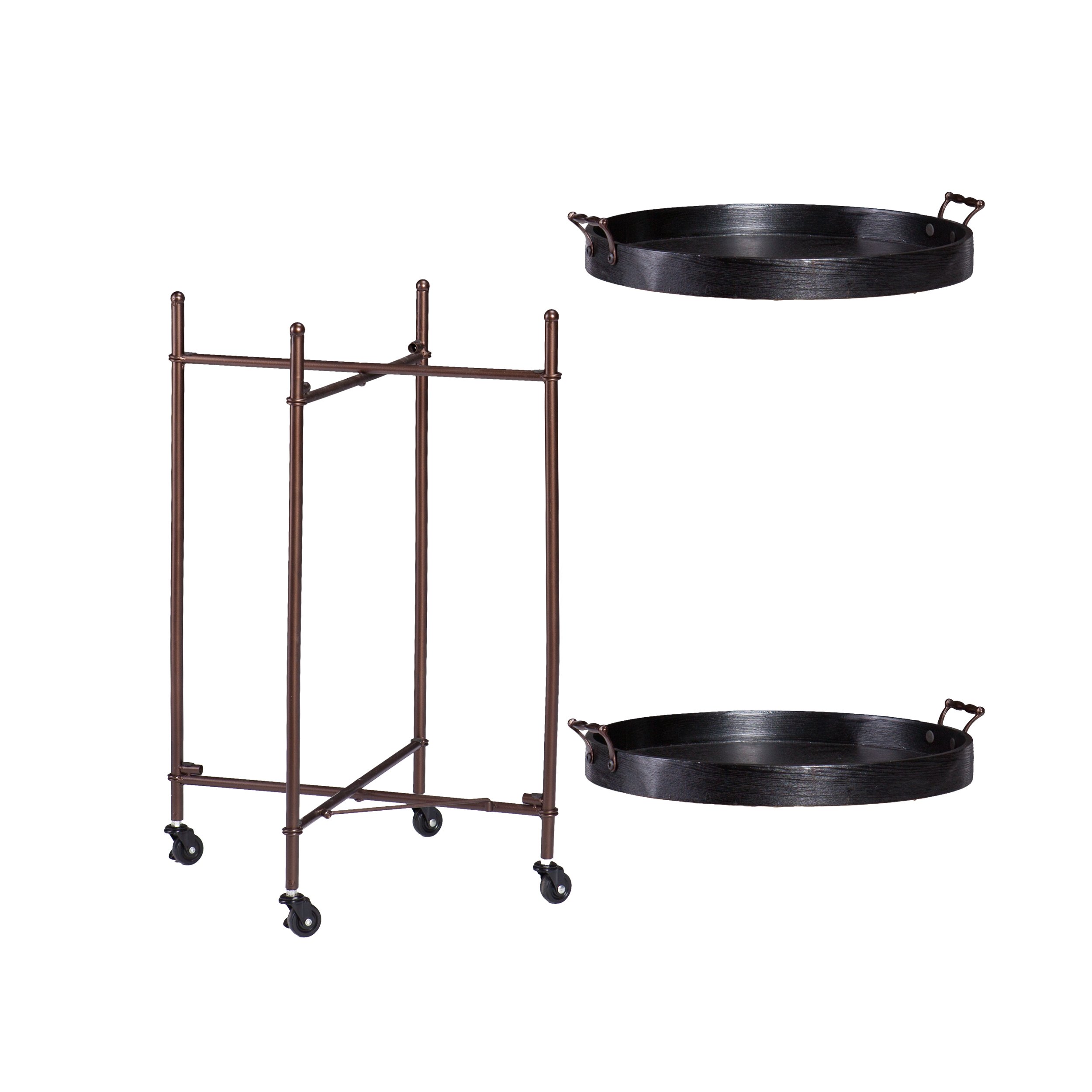 SEI Furniture Alfred Two-Tier Round Butler Table - Black | Side Table for Living Room, Bedroom, or Office | Perfect for Coffee, Books, and Decor