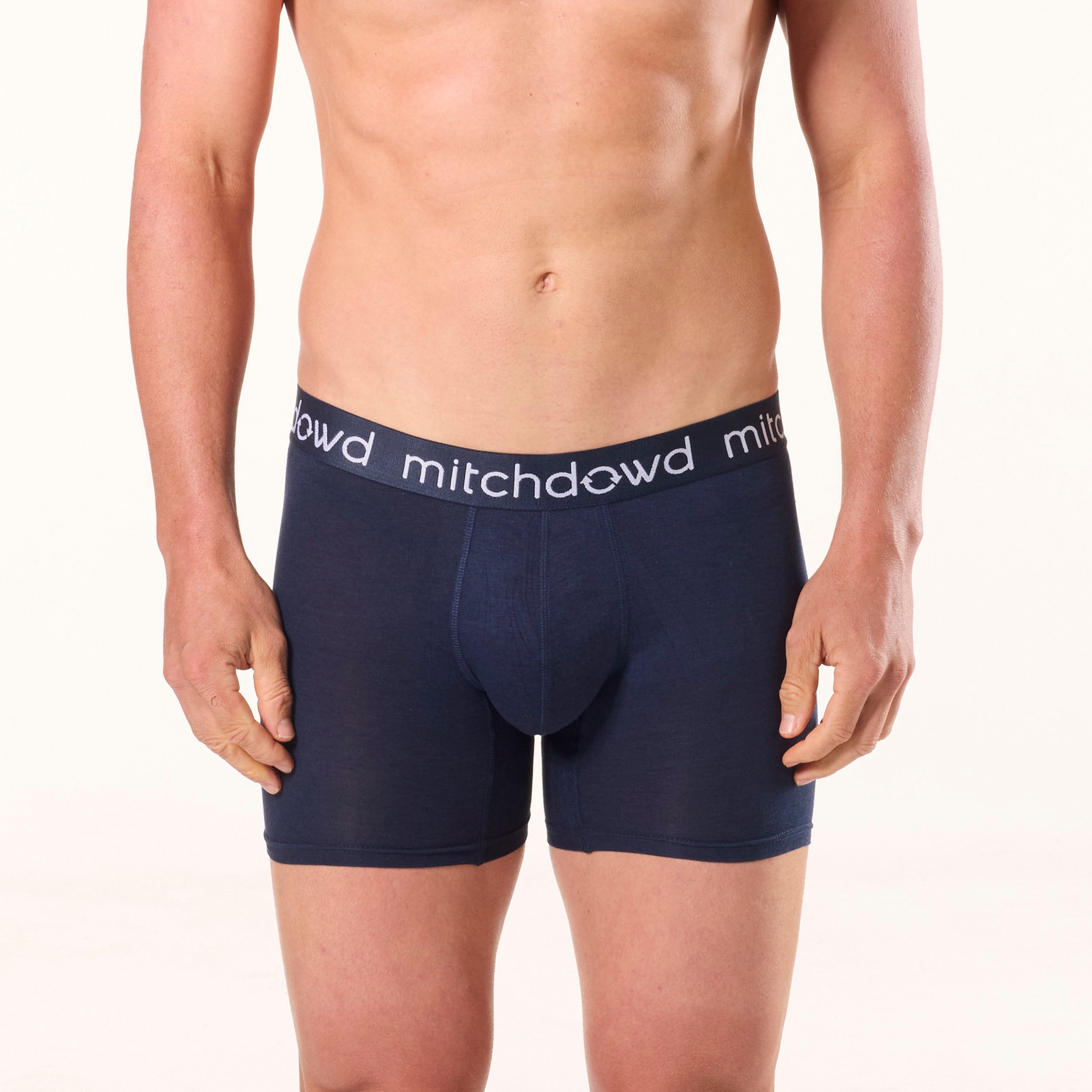 Men's Bamboo Comfort Long Leg Trunk Underwear 3-Pack - Soft Breathable Boxer Briefs for Everyday Wear, Workout & Lounge - Navy Blue