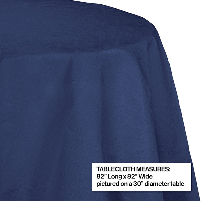 12-Piece Bulk Navy Blue Round Paper Tablecloths - 82 Inch Disposable Table Covers for Parties, Weddings & Events