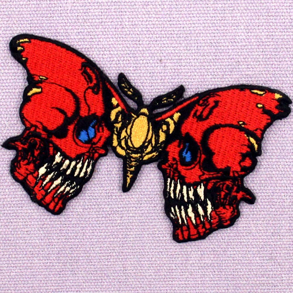 ZEGINs Bleeding Skull Butterfly Patch - Embroidered Iron On & Sew On Emblem for Jackets, Bags & DIY Crafts - Gothic Punk Fashion Accessories